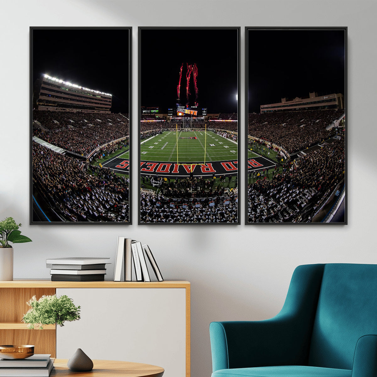 83122-PAN-FL-20X10 - Framed Texas Tech Red Raiders Stadium Canvas, Texas Tech Red Raiders Football Team Print - Lubbock