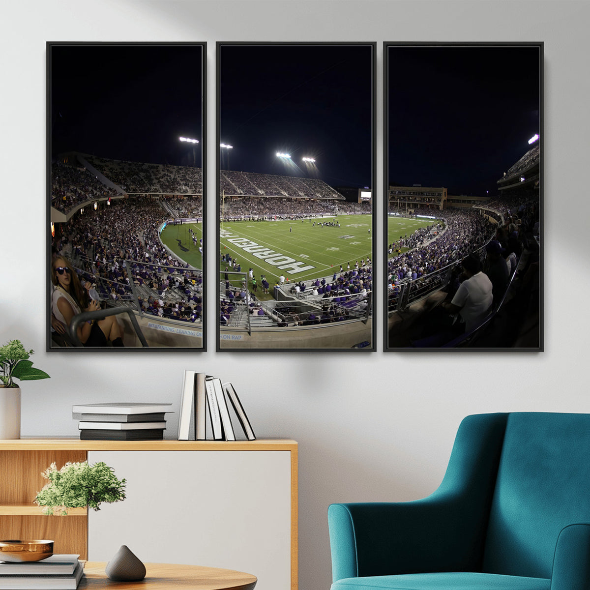 59222-PAN-FL-20X10 - TCU Horned Frogs Football Team Print - Fort Worth Amon G. Carter Stadium Wall Art Canvas Print.