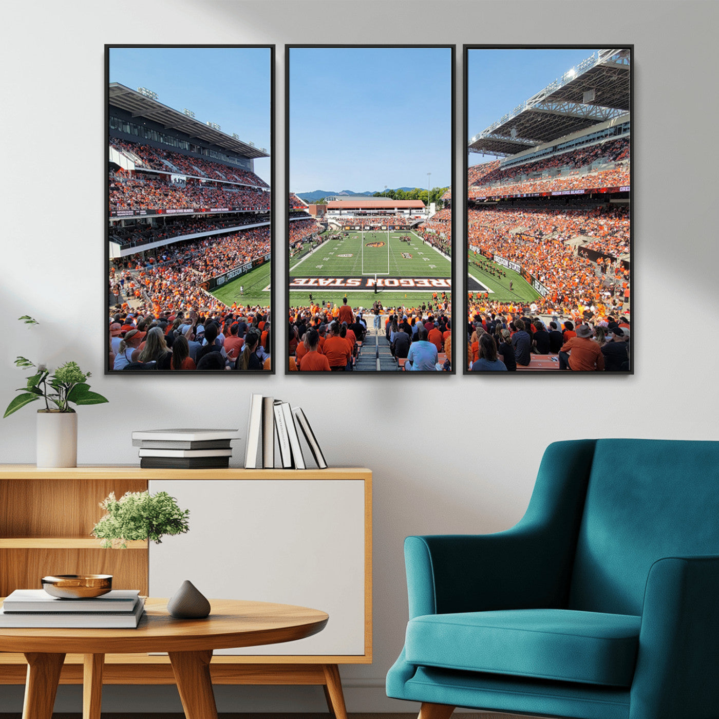 35211-MGV-CV-36X24-Oregon State Beavers Football Team Print - Corvallis Reser Stadium Wall Art Canvas Print