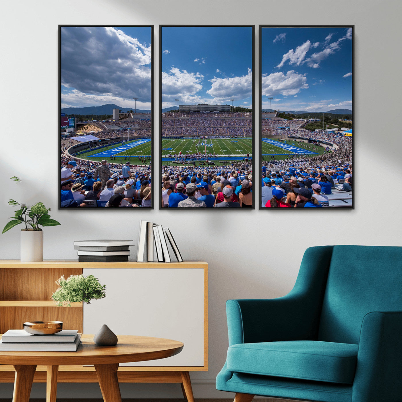 59281-MGV-FC-48X32-3P_Black-Air Force Falcons Football Team Print - Colorado Springs Falcon Stadium Wall Art Canvas Print