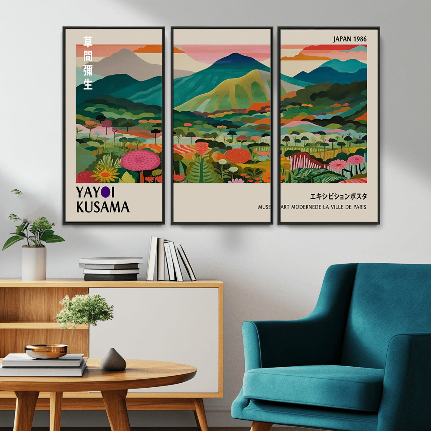 83384-MGV-CV-36X24-Yayoi Kusama Japan 1986 Canvas – Wabi Sabi Japanese Vibrant Abstract Wall Art Contemporary Canvas for Home, Office