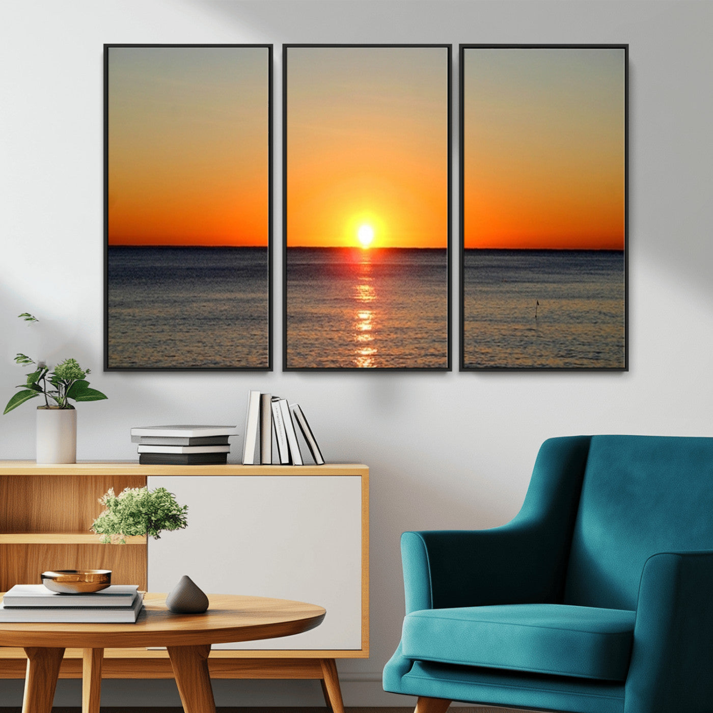 54676-MGV-CV-36X24-Golden Horizon Sunset Over Ocean Wall Art Canvas Print – Tropical Beach Canvas Wall Art – Giclee