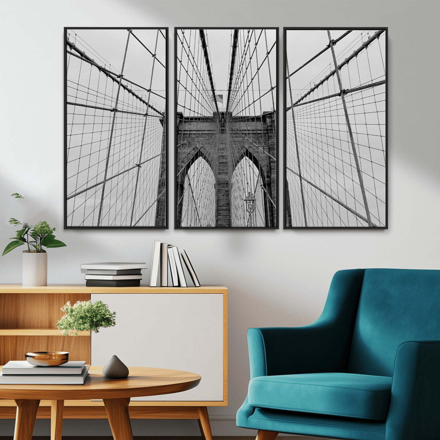 31341-MGV-FC-48X32-3P_Black-Large Brooklyn Bridge Wall Art Canvas Print
