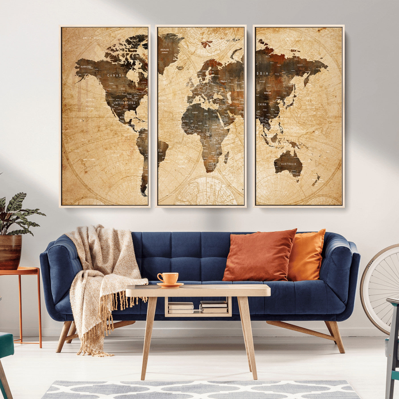 -Push Pin World Map Canvas Print – Framed Travel Tracker Wall Art for Couples, Perfect Anniversary Gift and Home Decor