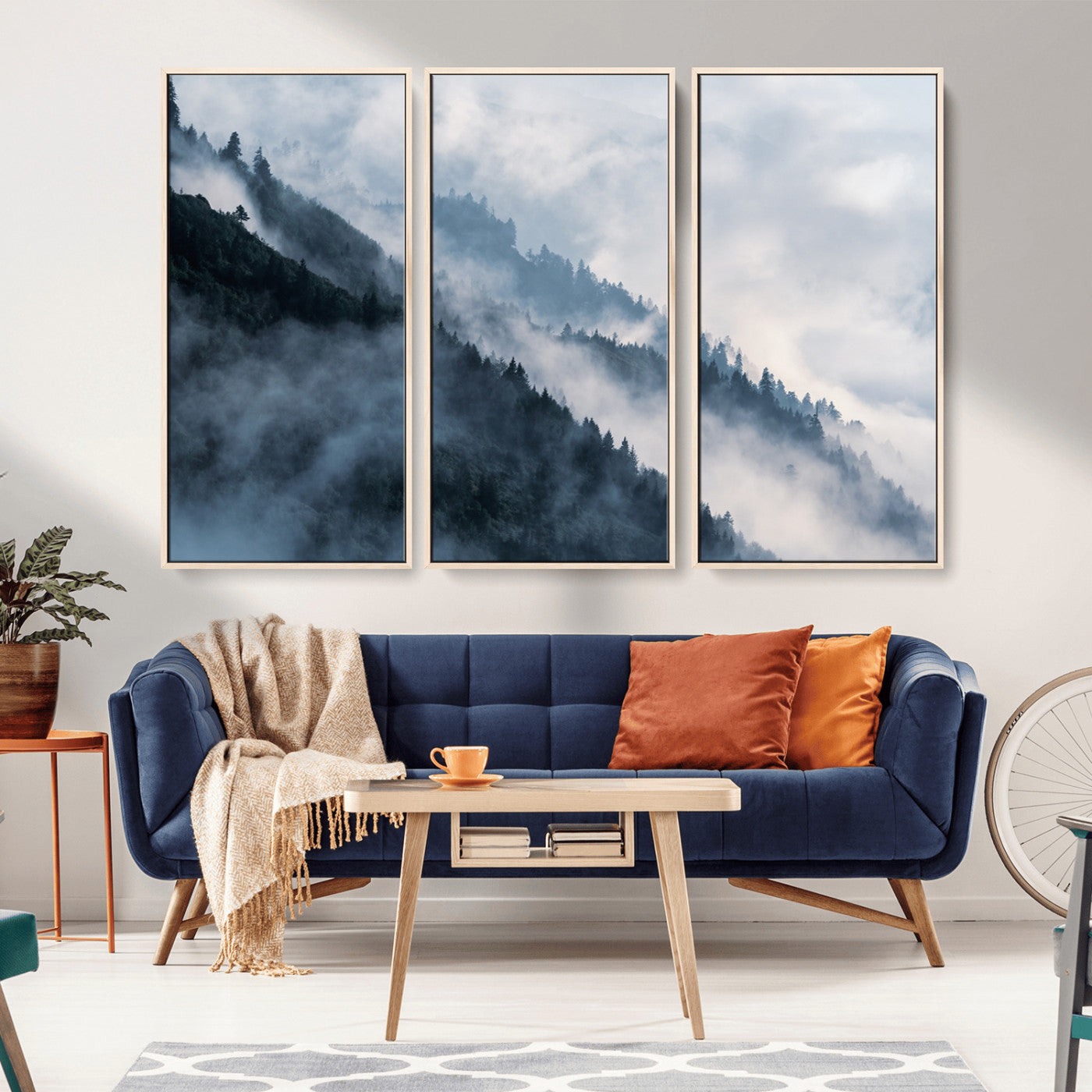 85737-MGV-CV-36X24-Foggy Forest Wall Art Canvas Print – Misty Mountain Landscape Decor – Ready to Hang Nature-Inspired