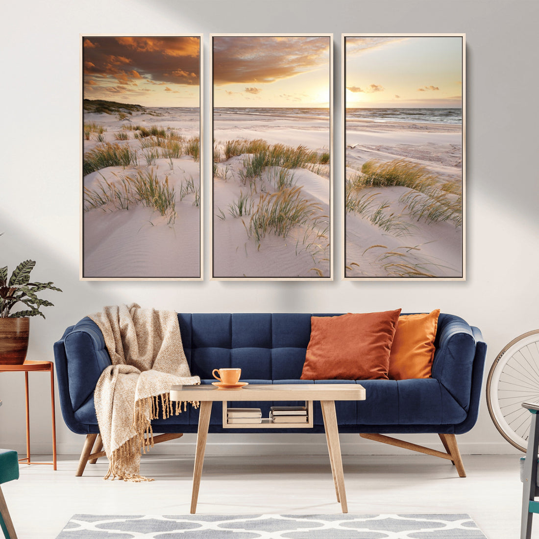 Flight Over Coastal Beach Landscape | Coastal Beach Print Canvas Wall Art