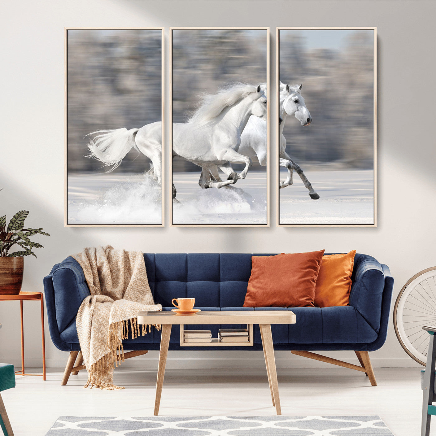 -The White Horses Wall Art, Framed White Horses Wall Art Canvas Print