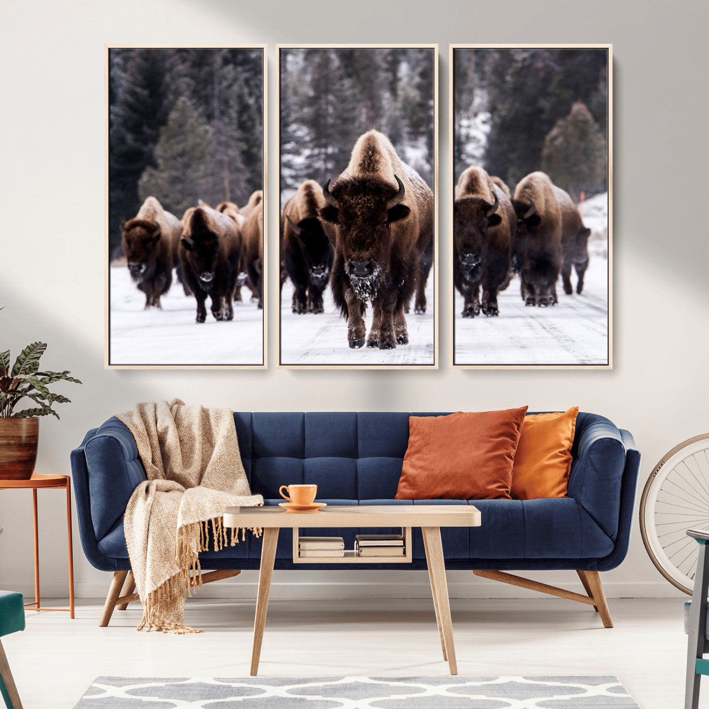 66871-MGV-CV-36X24-Bison Wall Art Canvas Print- Bison Herd Canvas Wall Art – Majestic Wildlife Photography – Framed and