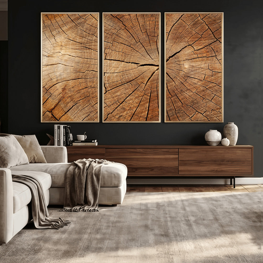 Tree Ring Canvas Art, Rustic Wood Grain Wall Art, Tree Slice Decor for Modern Homes