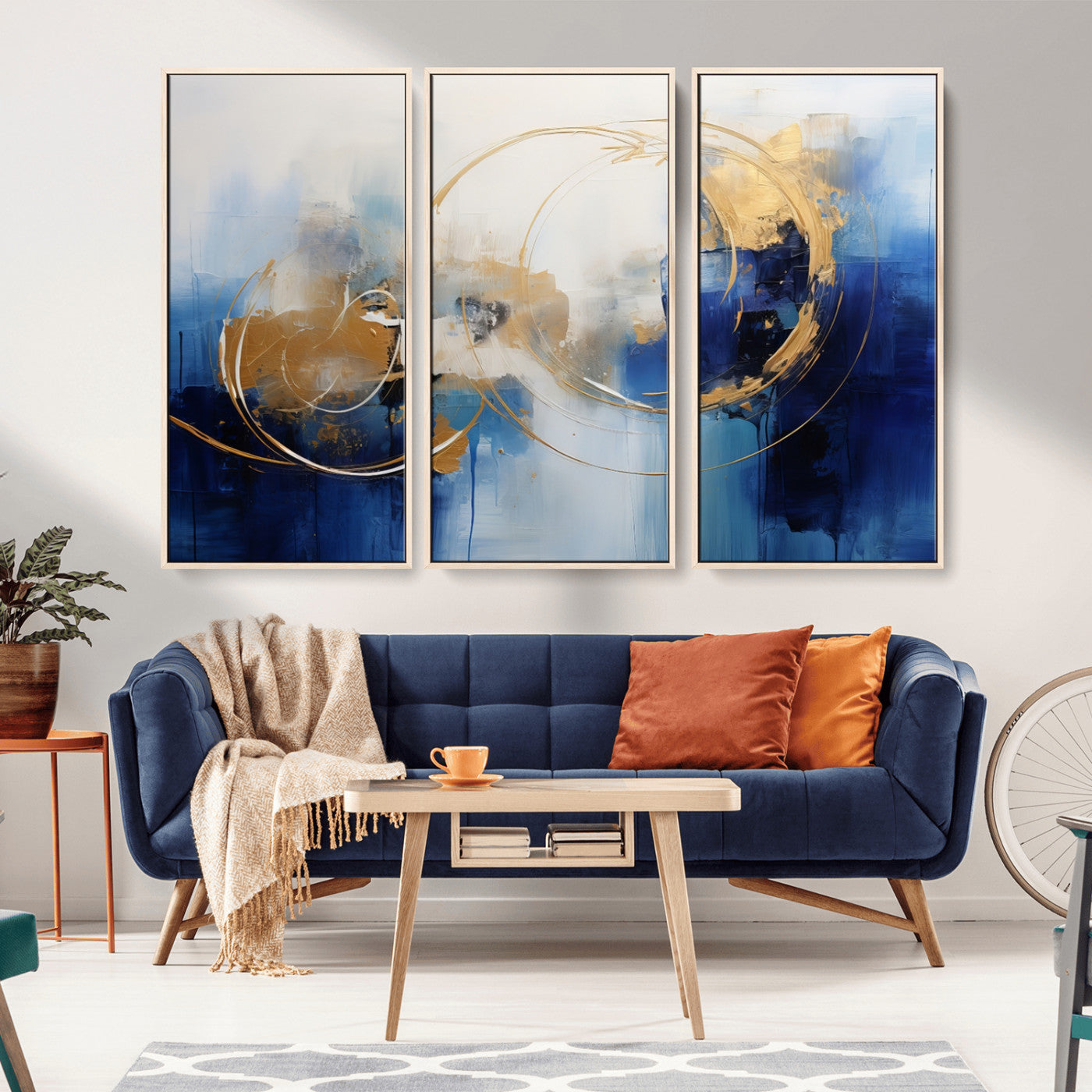 52314-MGV-CV-36X24-Navy Blue Abstract Wall Art Canvas Print