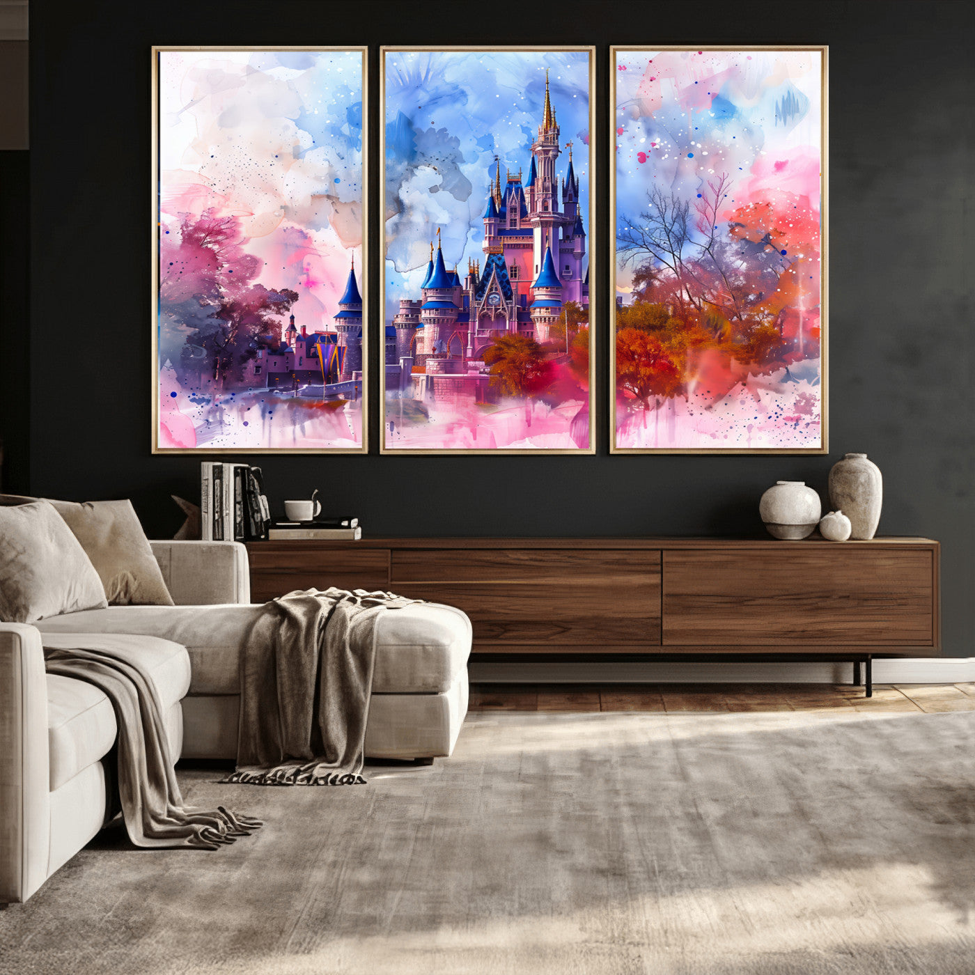 58662-MGV-CV-36X24 - Disney Wall Art: Dreamy Watercolor Cinderella Castle Canvas Print
