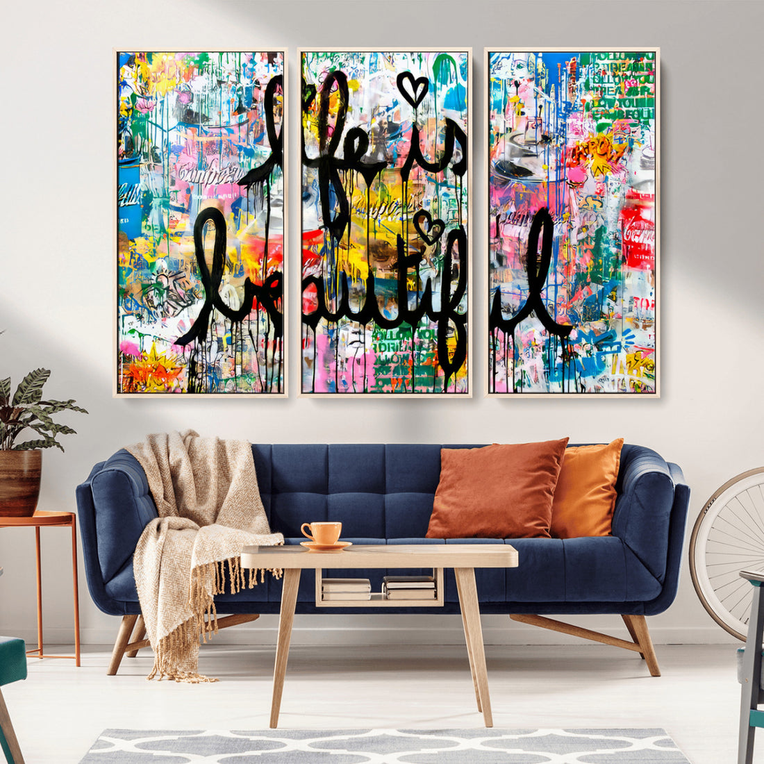 Life Beautiful Art Print | Banksy Graffiti Wall Art Canvas Print