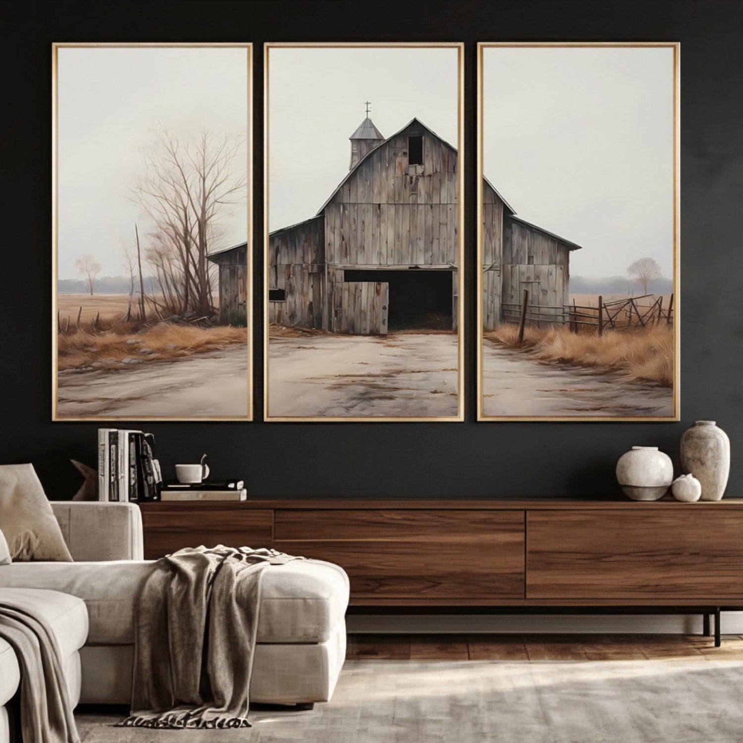 11602-MGV-CV-36X24 - Farmhouse Rustic Barn Wall Art Canvas Print – Framed and Ready to Hang – Perfect Addition to