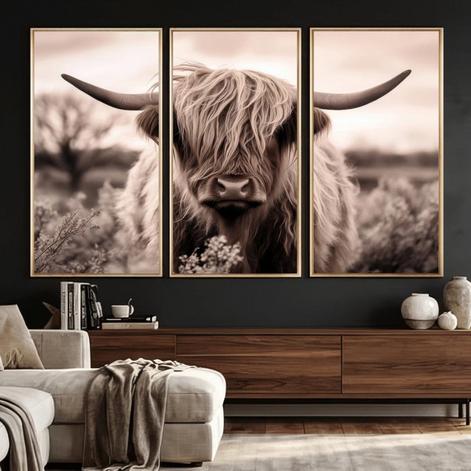 55903-MGV-CV-36X24 - Scottish Cow Longhorn Wall Art Canvas Print