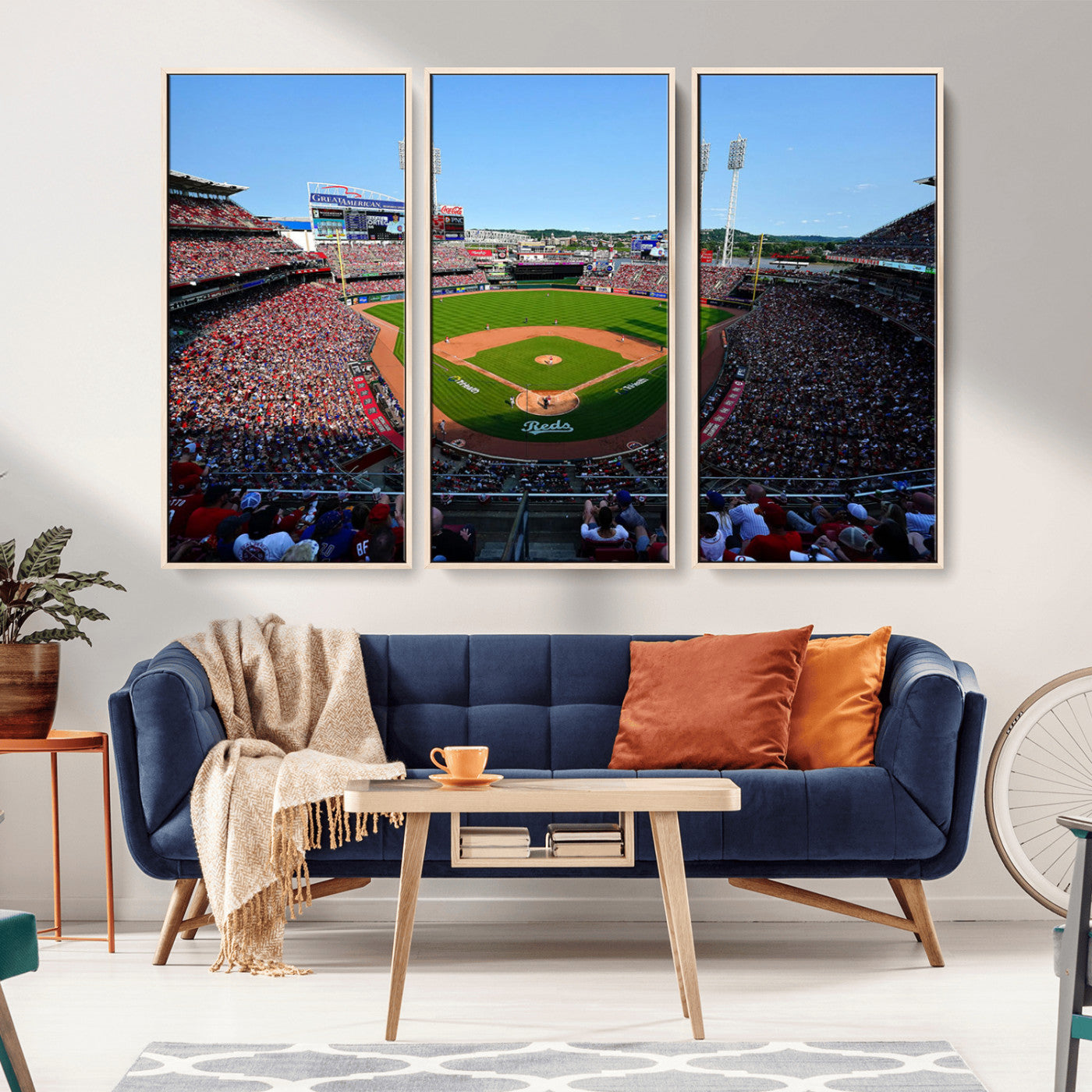 90998-MGV-CV-36X24-Cincinnati Reds Baseball Canvas Print - Great American Ball Park Stadium Wall Art Canvas Print