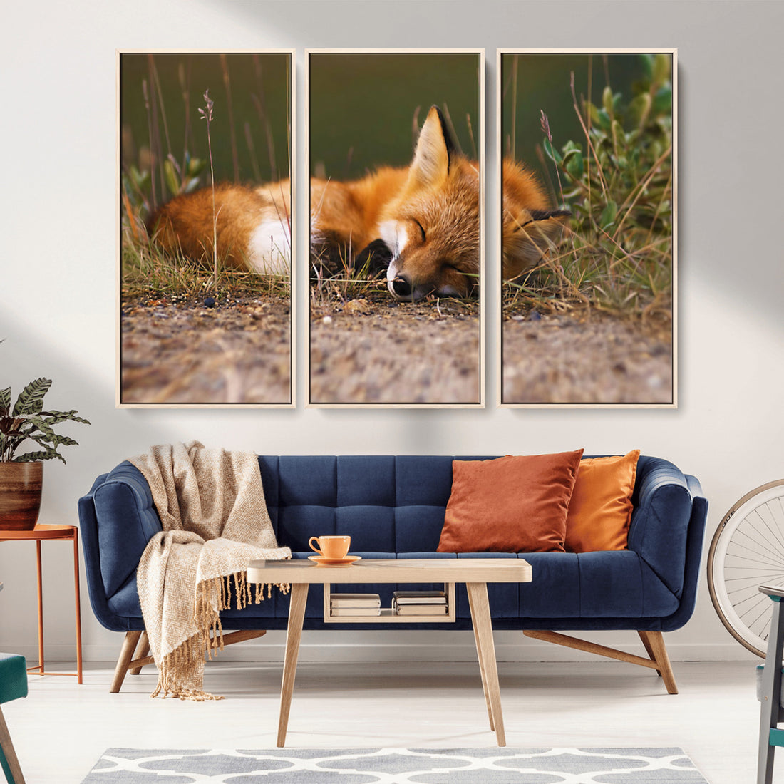 Sleeping Fox Wall Art Canvas Print, Farmhouse Wall Decor