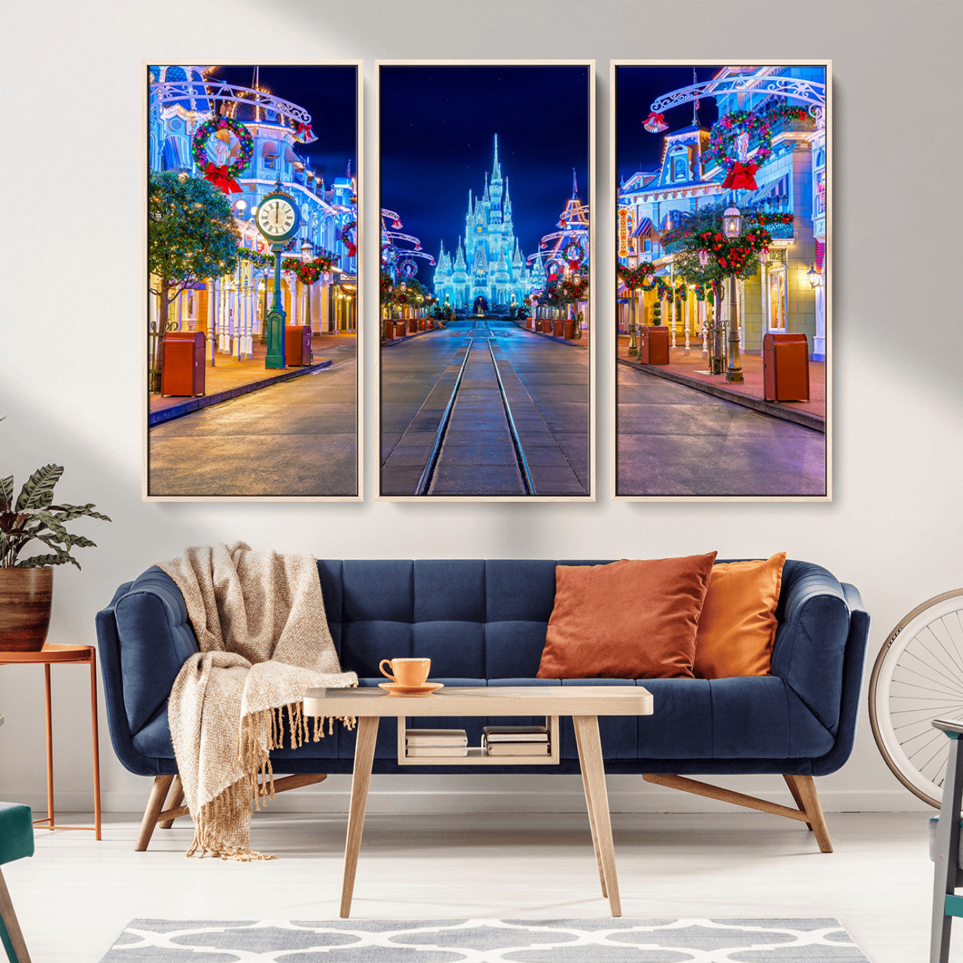 12470-MGV-CV-36X24-Disney Castle Wall Art – Large Magic Kingdom Canvas Artwork, Fairytale Design, Kids Room Christmas Decor for Home, Office