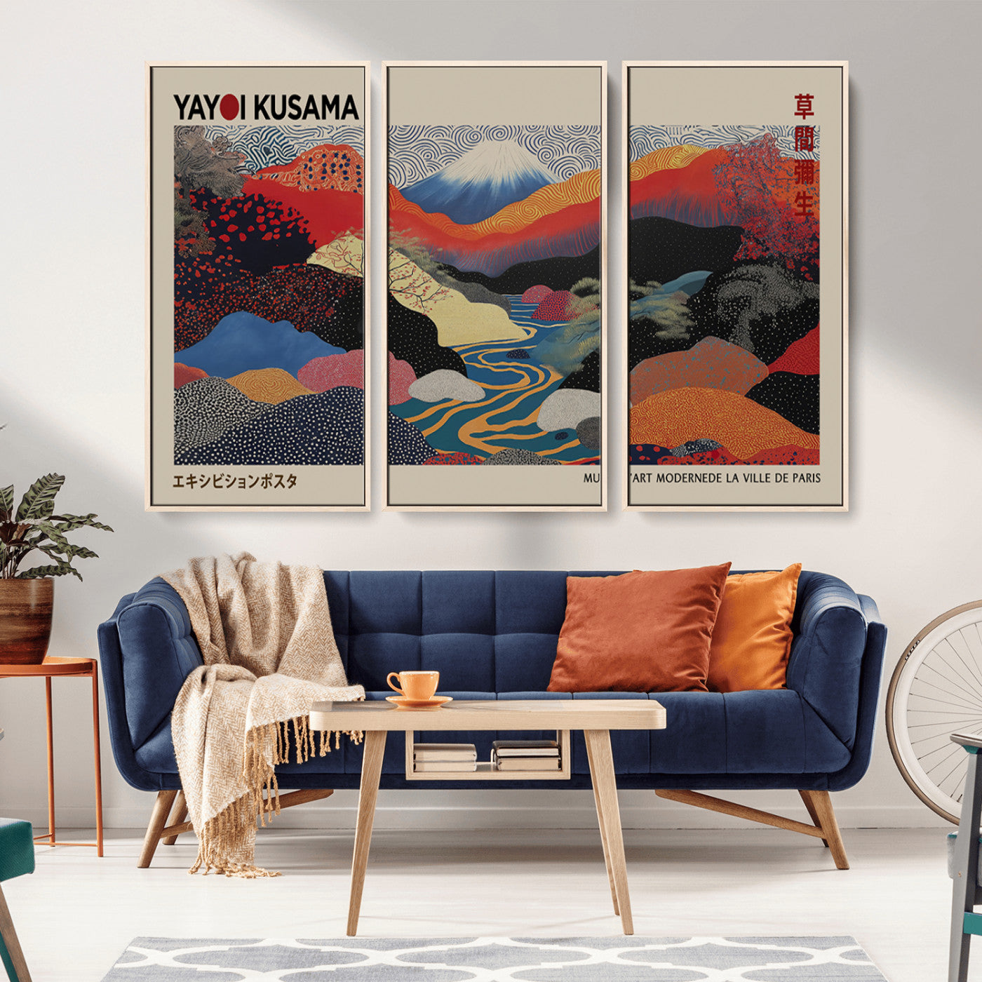-Yayoi Kusama Wall Art – Framed Japanese Abstract Art Print, Modern Wabi Sabi Inspired Canvas for Living Room, Office, or Gallery Decor