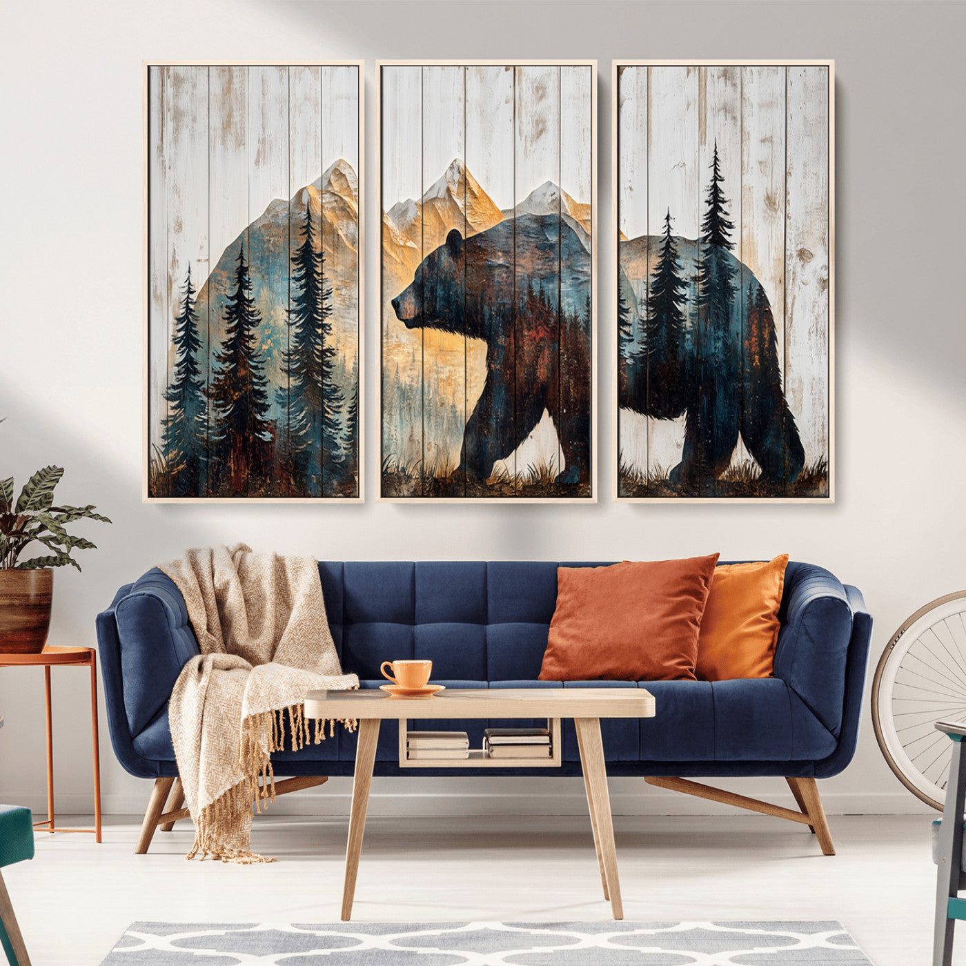 -Rustic Bear Wall Art - Grizzly 399 Bear Wall Art - Mountain Wood Canvas Wall Art - Nature Theme