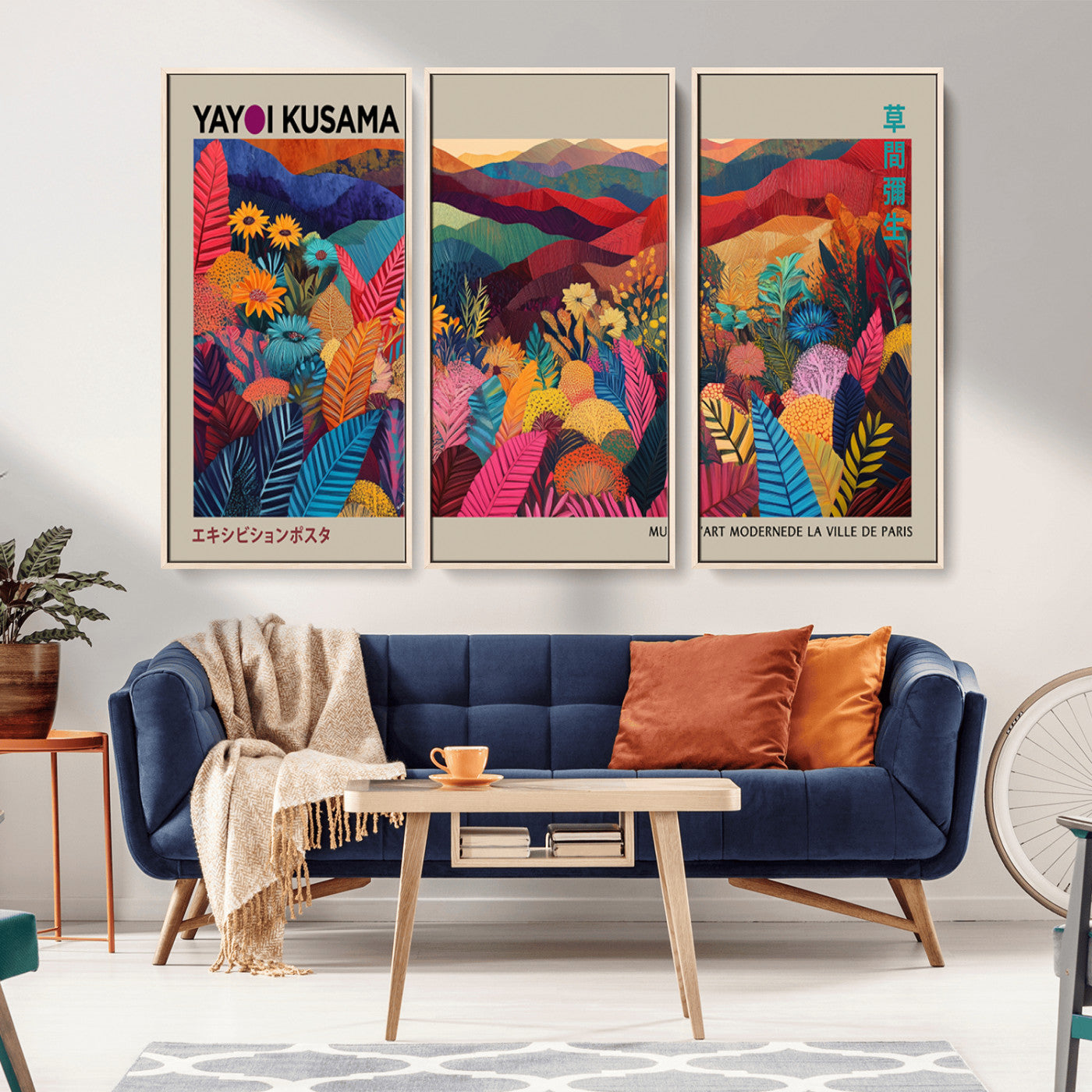 -Yayoi Kusama Wall Art Canvas Print, Abstract Art, Large Yayoi Kusama Framed Print, Japanese Wabi