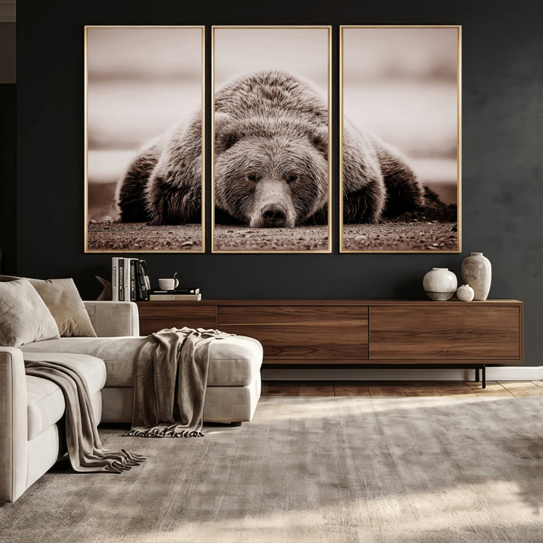 Grizzly Bear Wall Art Print, Bear Canvas Wall Art, Rustic Decor