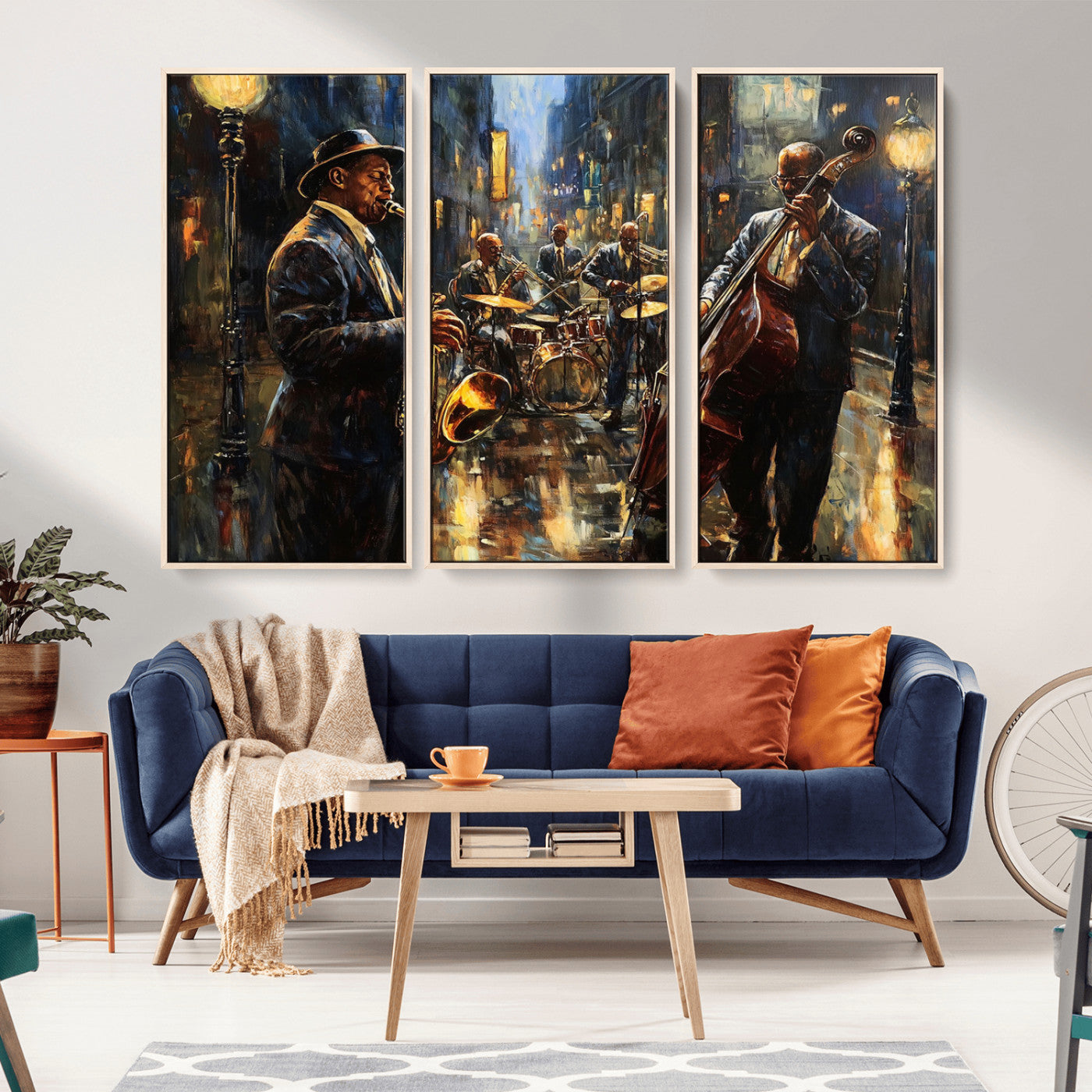 -Jazz Canvas Wall Art Print - Abstract African American Music Art - Framed Posters for Living Room or