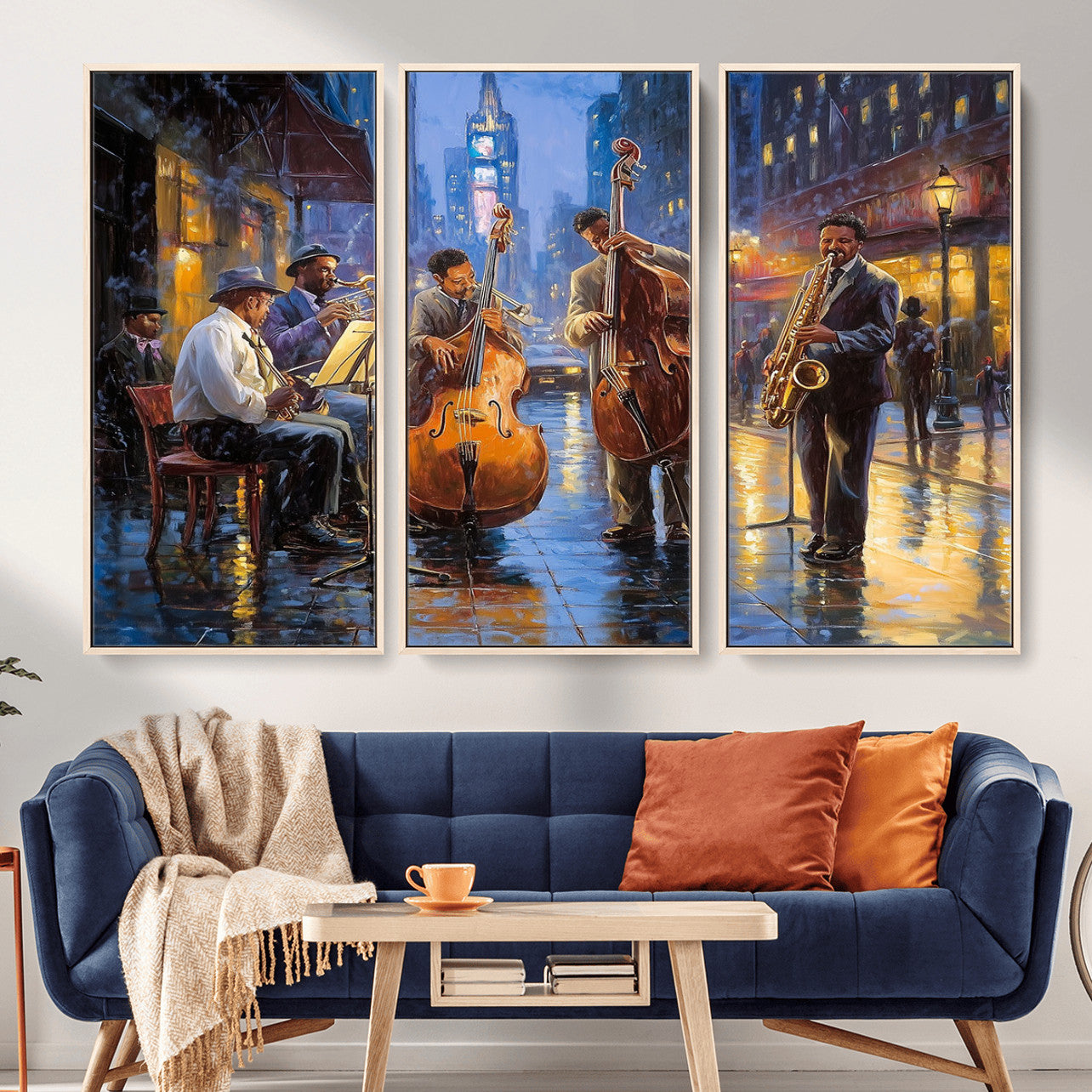 58694-MGV-FC-48X32-3P - Colorful Jazz Wall Art - African American Music Canvas Print - Framed Abstract Music Poster for Home