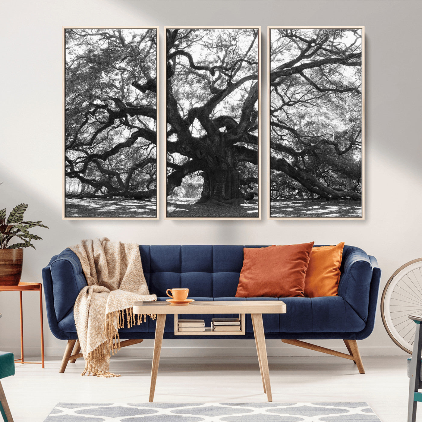 81655611-MGV-CV-36X24-Ancient Oak Wall Art Canvas Print – Gnarled Tree Twisted Branches Dramatic Sky Moody Nature Artwork for Home Office
