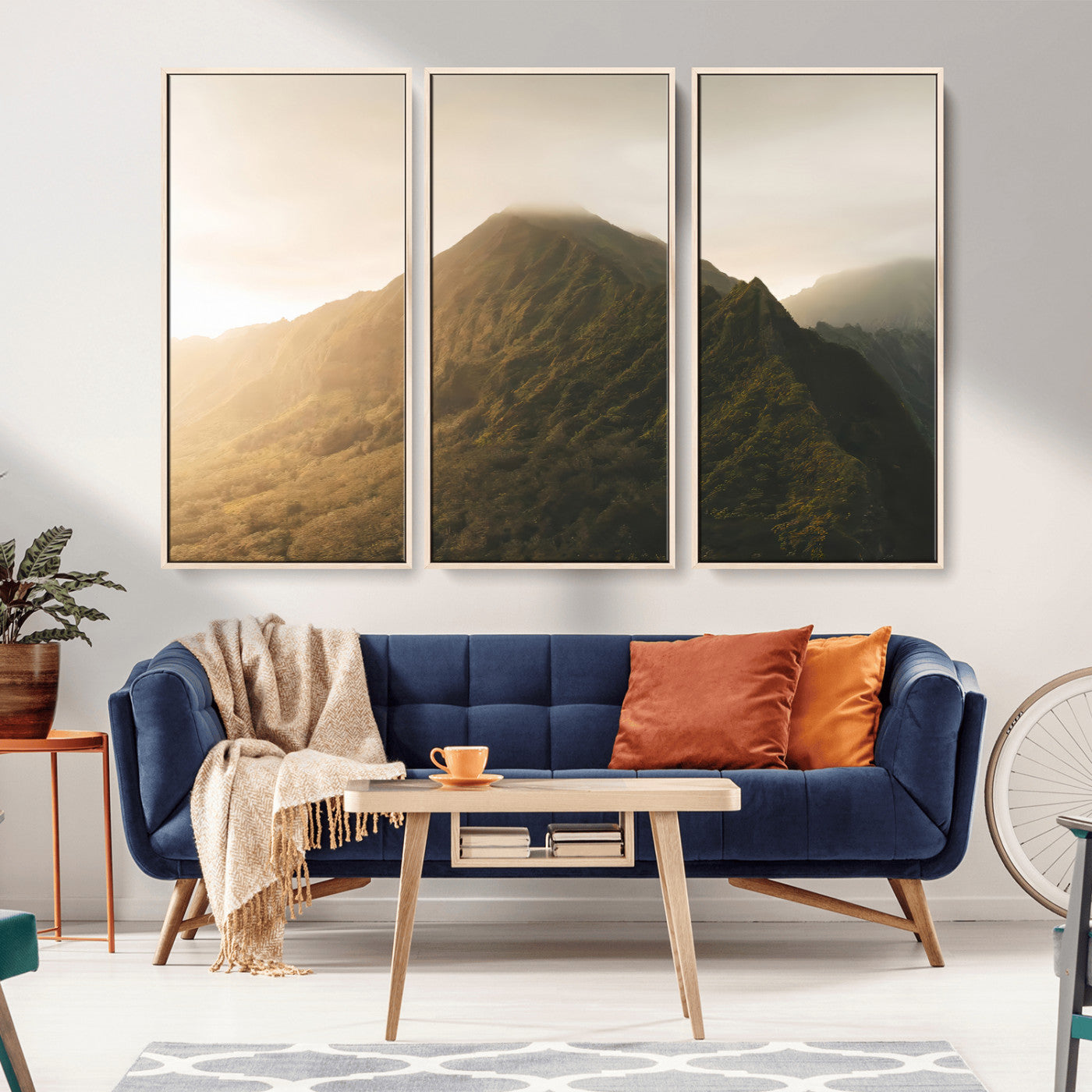 42338636-MGV-CV-36X24-Mountain Wall Art – Framed Sunset Landscape Canvas Artwork, Serene Nature Design, Rustic Decor for Home, Office