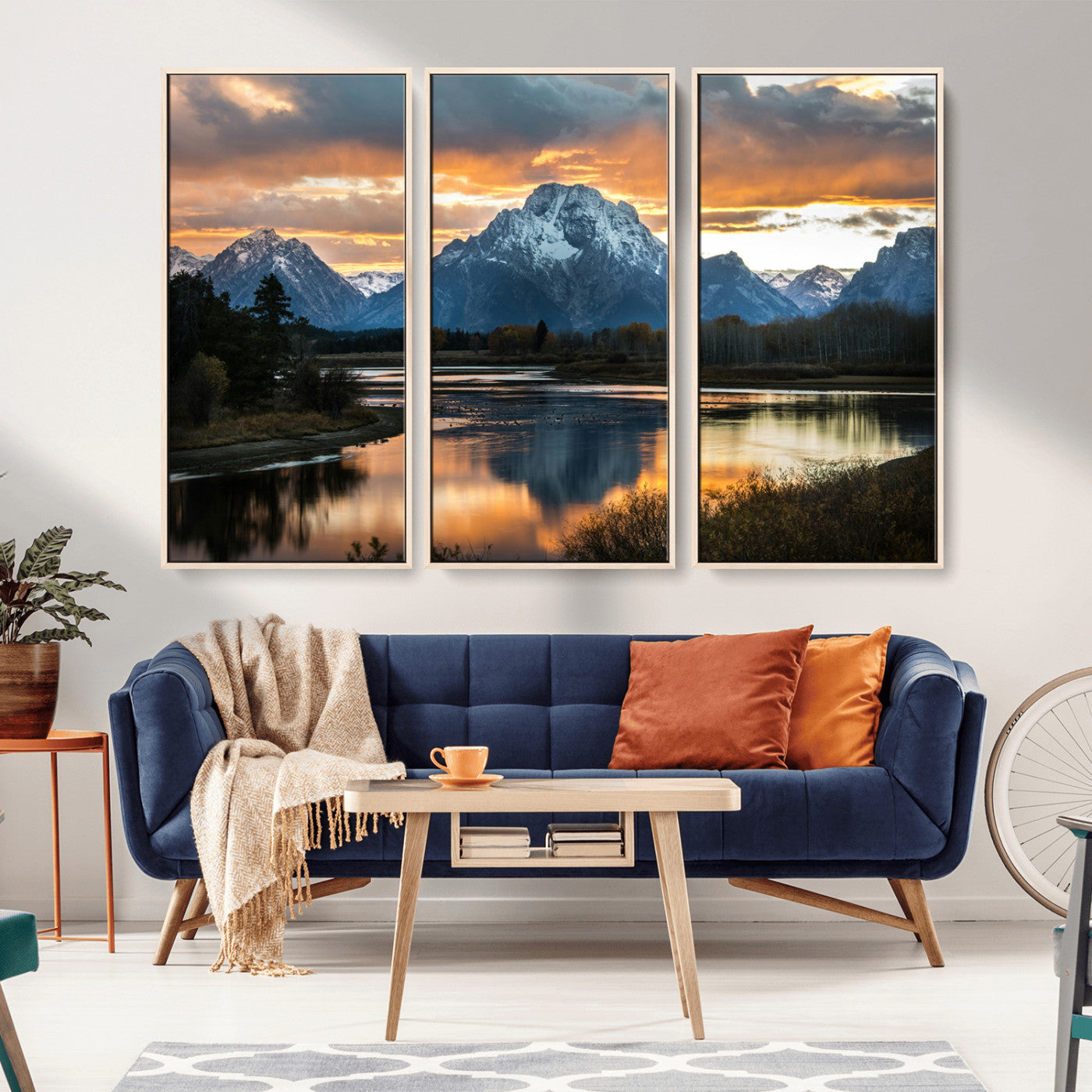 14130176-MGV-CV-36X24-Mountain Sunset Wall Art Canvas Print – Framed Alpine Wilderness Golden Hour Scenic Nature Artwork for Home Offic
