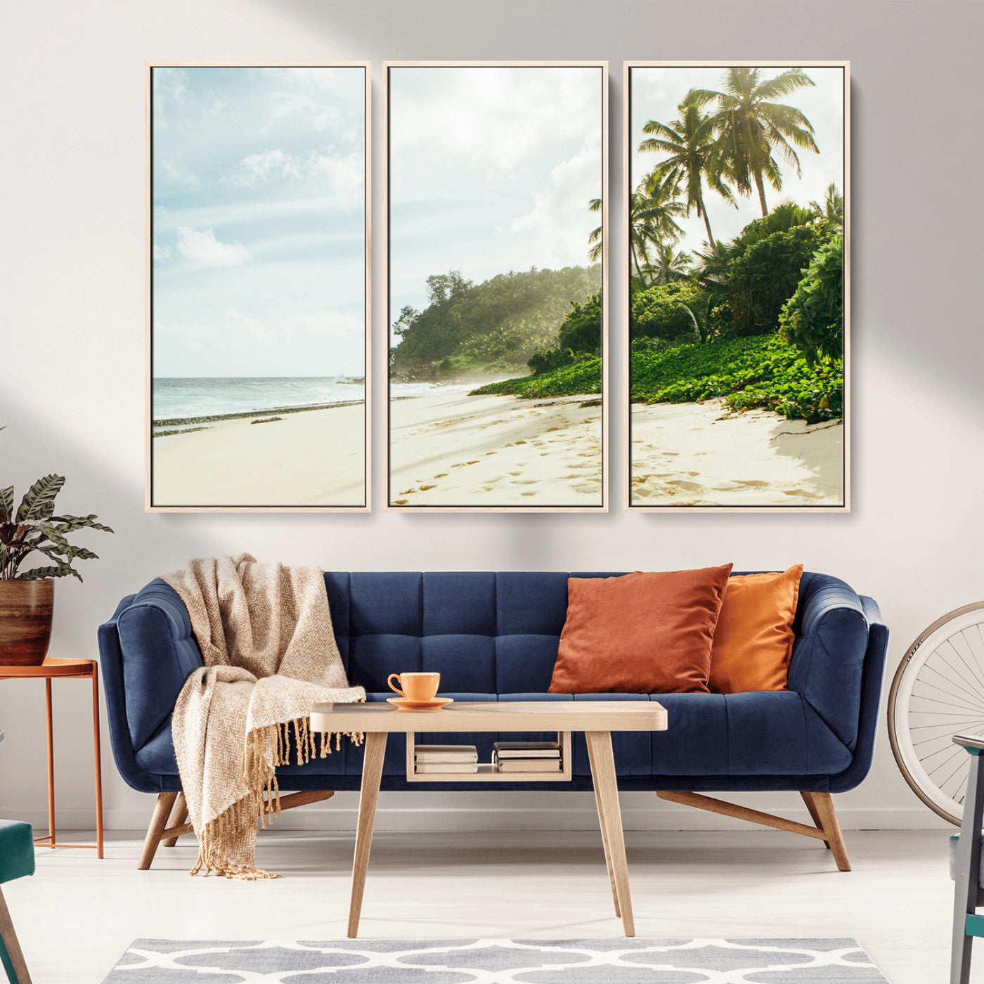 -Relaxing Beach Wall Art Canvas Print – Framed Ocean View Coastal Serenity Tropical Nature Scene Artwork for Home Office