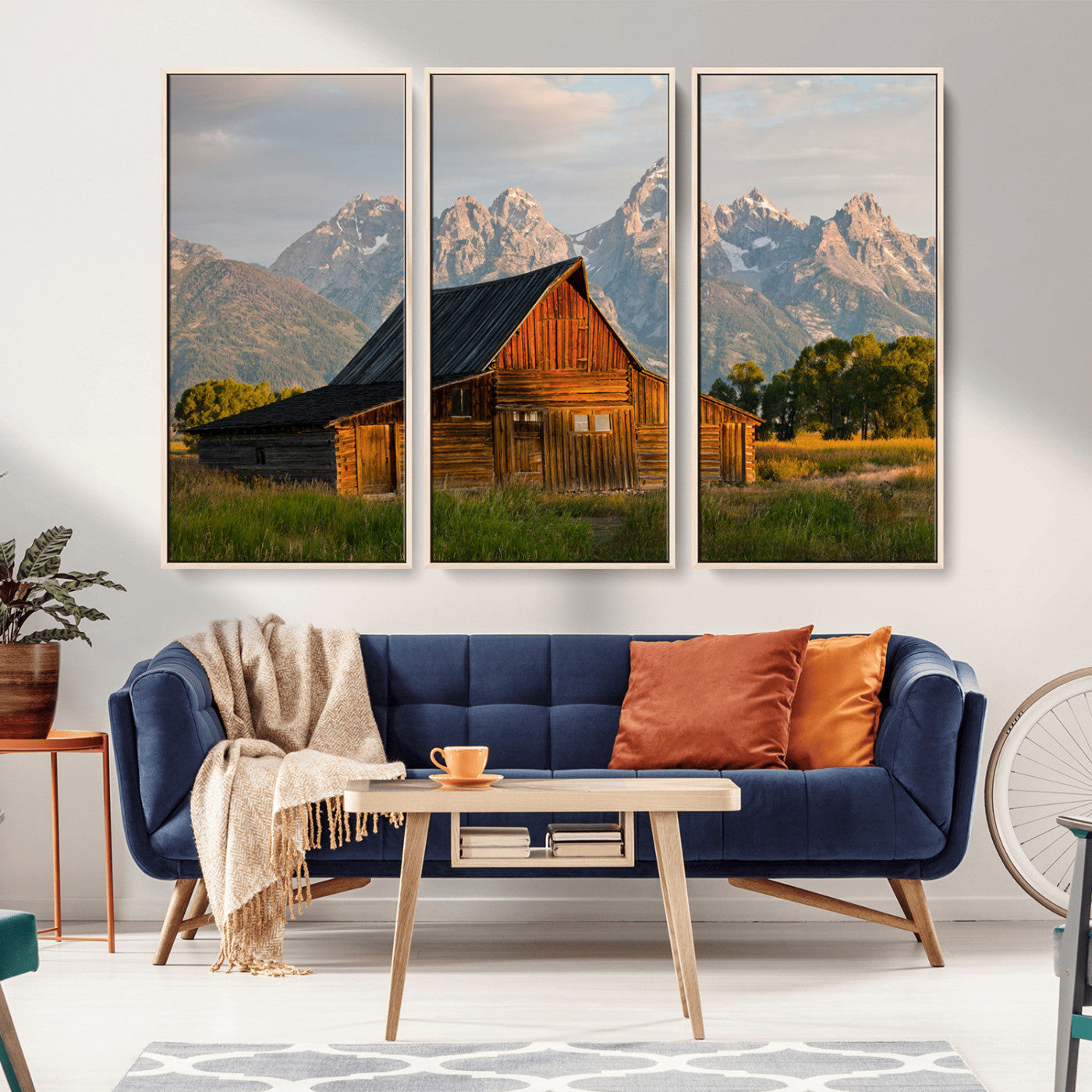 31771014-MGV-CV-36X24-Rustic Barn Wall Art Canvas Print – Framed Western Landscape Farmhouse Style Rustic Nature Scene Artwork for Home Office