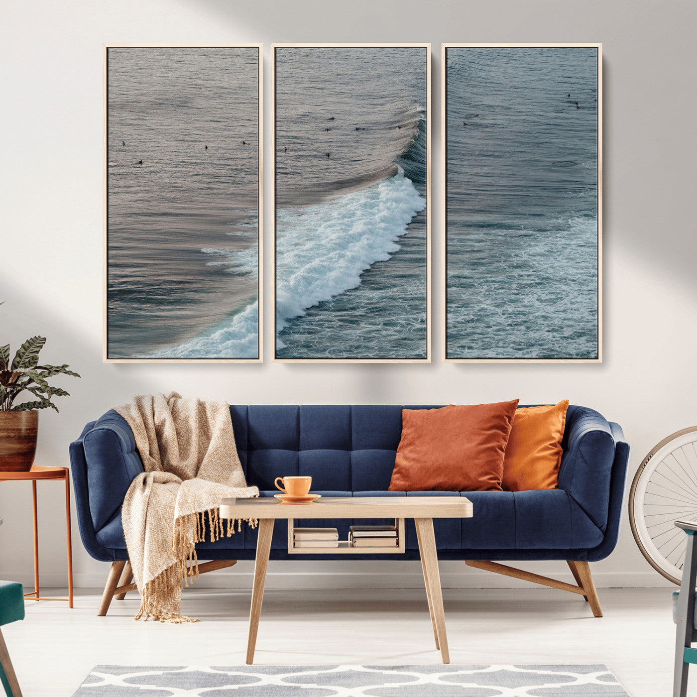23077324-MGV-CV-36X24-Ocean Waves Wall Art Canvas Print – Framed Coastal Serenity Surf Nature Scene Artwork for Home Office