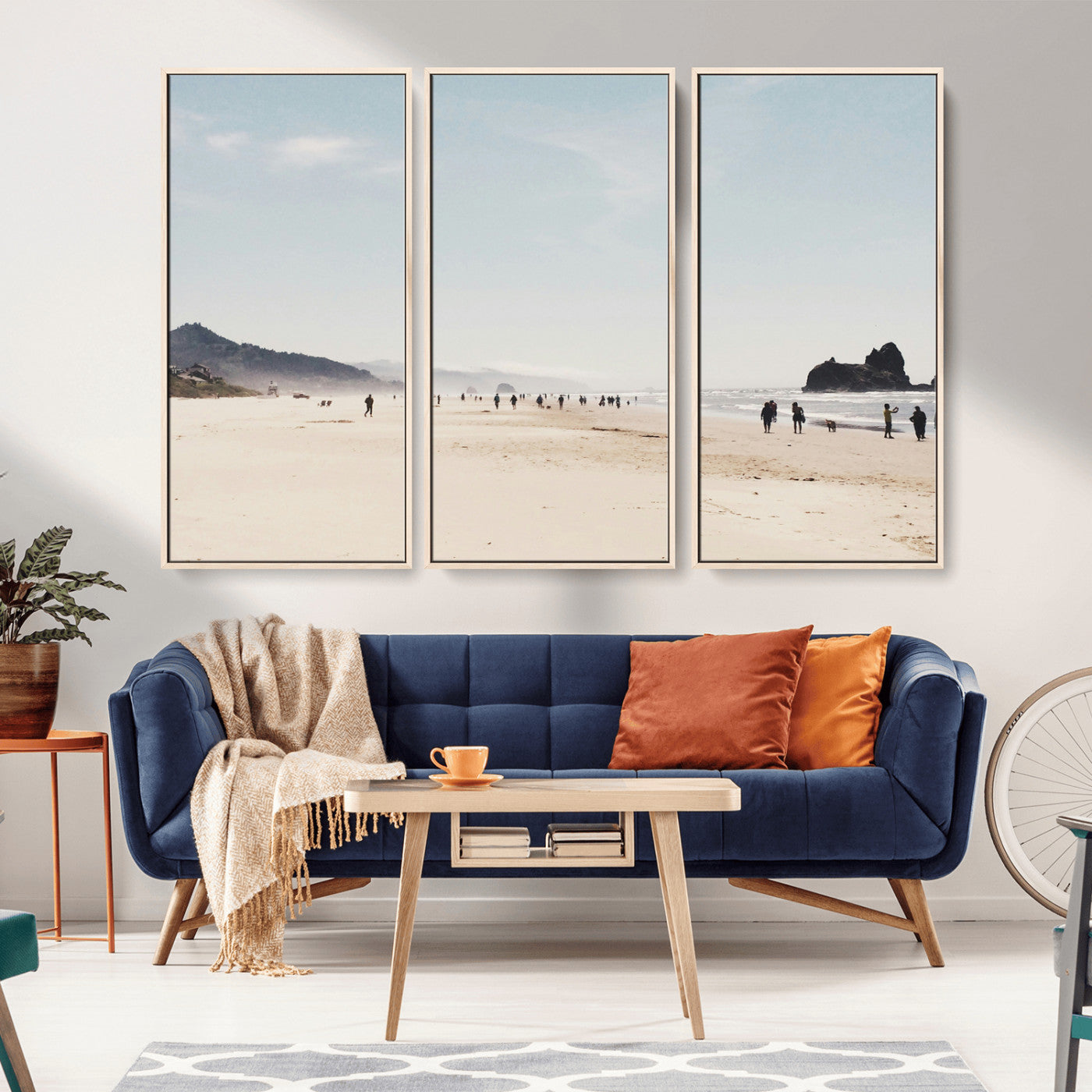 28307820-MGV-CV-36X24-Minimalist Beach Wall Art Canvas Print – Framed Coastal Serenity Soft Sand Nature Scene Artwork for Home Office