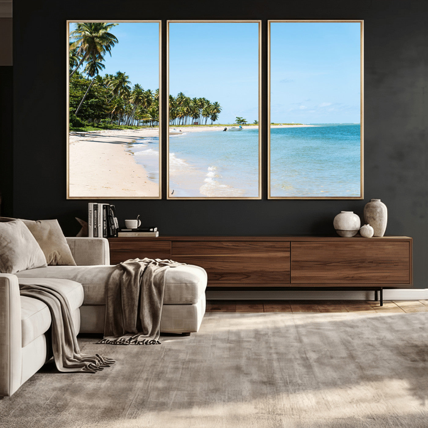 37858872-MGV-CV-36X24 - Palm Tree Paradise Coastal Wall Art – Beach Scene and Ocean Breeze Canvas Print Tranquil Tropical Shore Decor for Living Room, Bedroom or Office