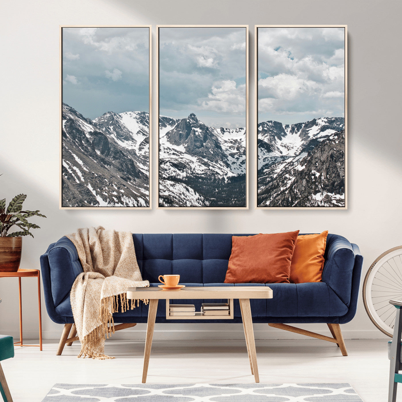 94074619-MGV-CV-36X24-Snowy Peaks Wall Art Canvas Print – Alpine Wilderness Mountain Escape Winter Serenity Artwork for Home, Office