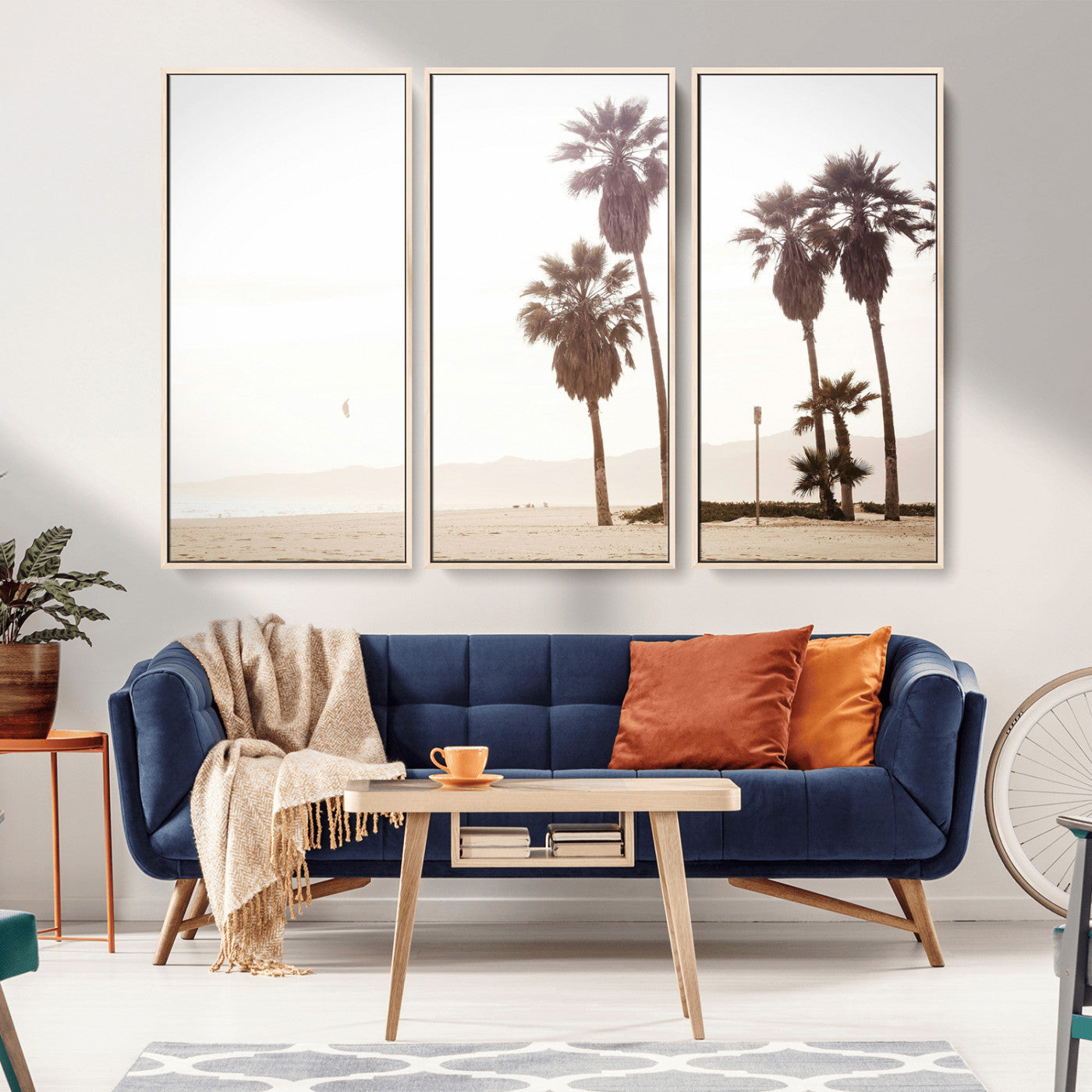 -Coastal Light Wall Art Canvas Print – Relaxing Shoreline Minimalist Ocean Tropical Serenity Artwork for Home, Office