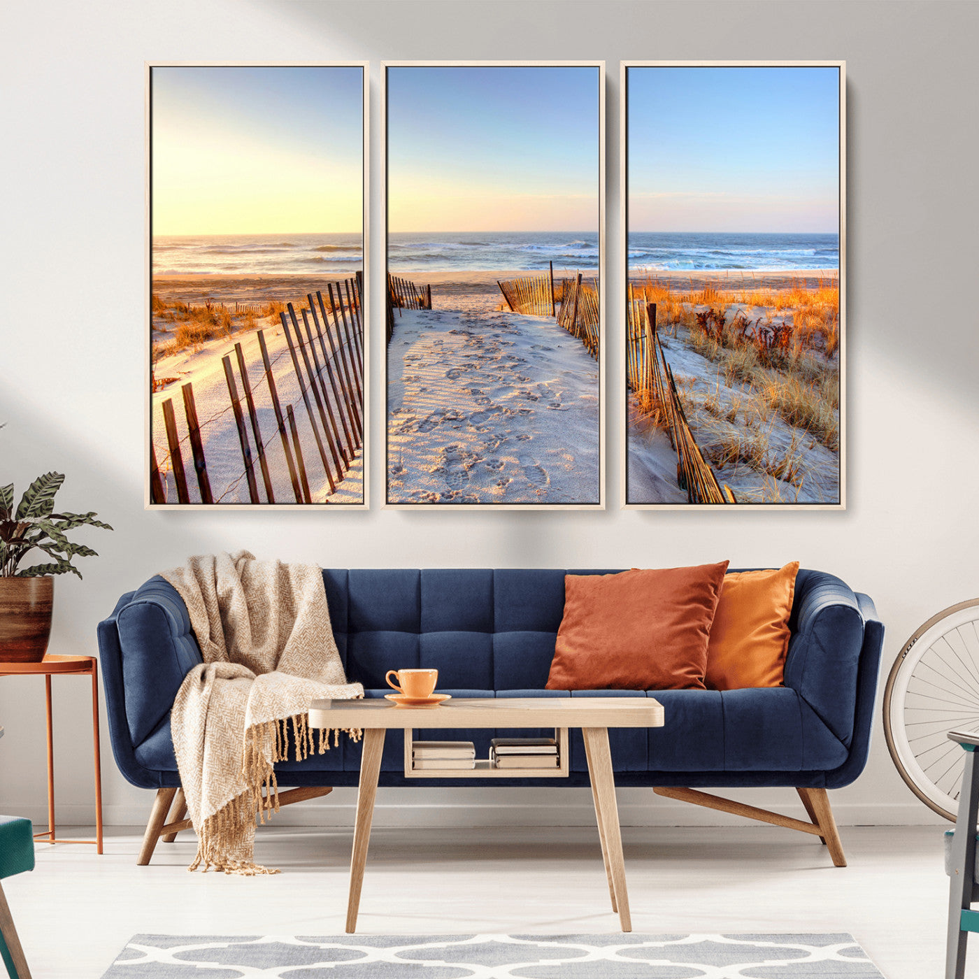 73351887-MGV-CV-36X24-Ocean Sunset Wall Art Canvas Print – Nautical Beach Photography Summer Coastal Serenity Artwork for Home, Office