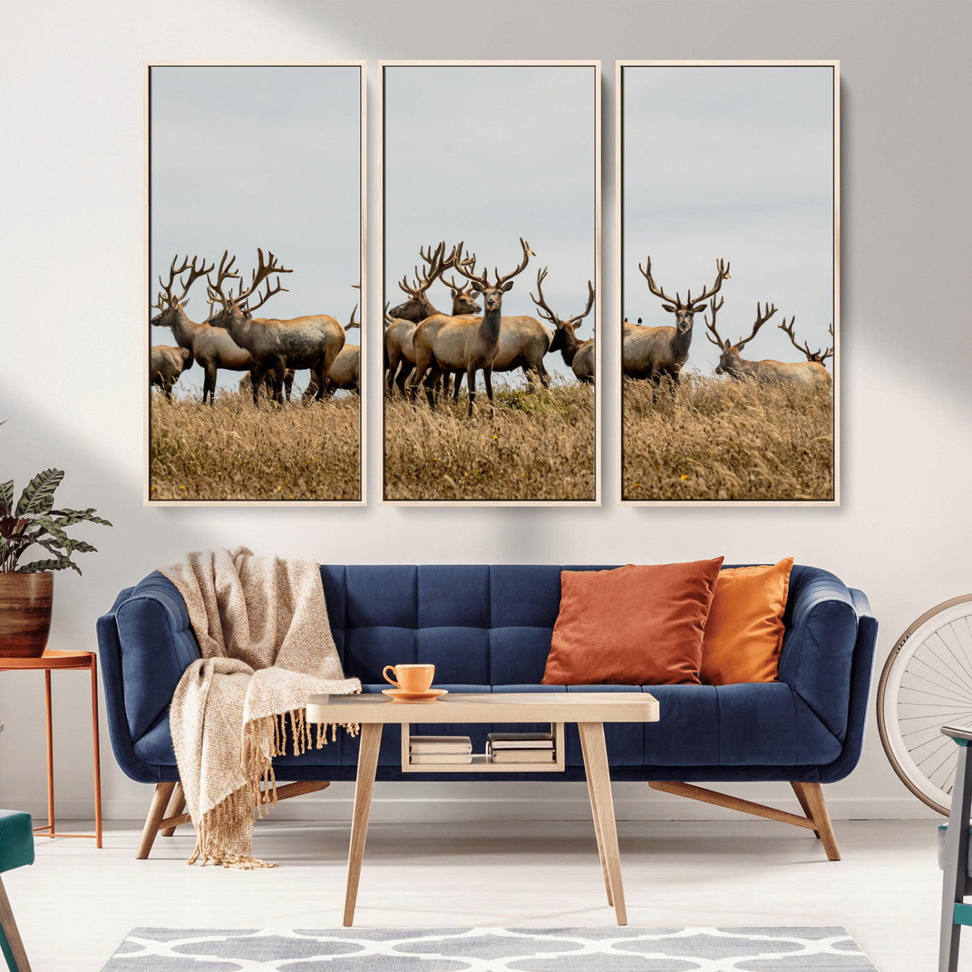42170220-MGV-CV-36X24-Elk Herd Wall Art Canvas Print – Framed Wildlife Photography Majestic Antlers Nature Scene Artwork for Home Office