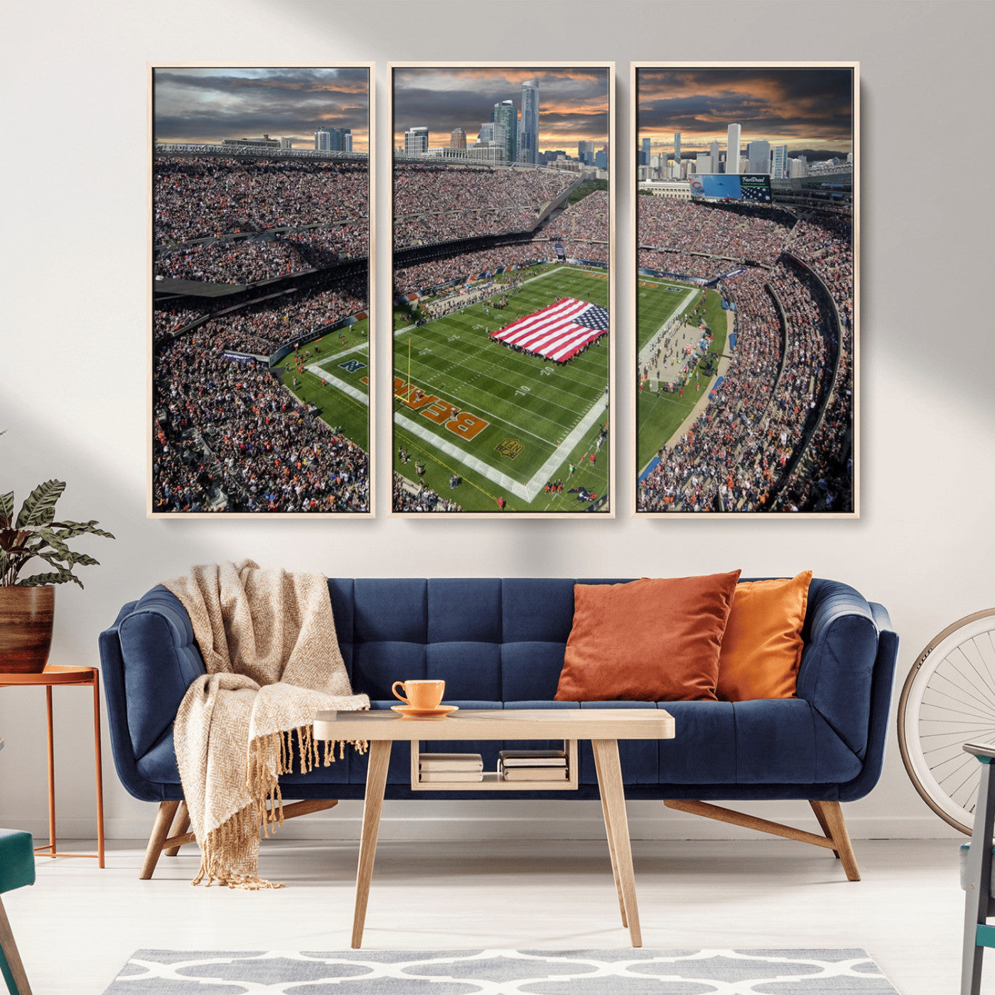 -Chicago Bears Soldiers Field Wall Art Canvas Print – Framed Football Stadium Artwork for Home, Office, Living Room