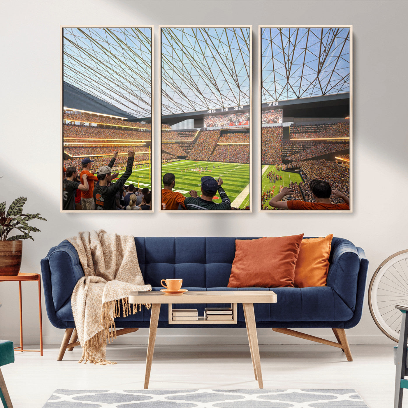 81960112-MGV-CV-36X24-Cleveland Browns Stadium Wall Art Canvas Print – Framed NFL Football Arena Artwork for Home, Office, Living Room