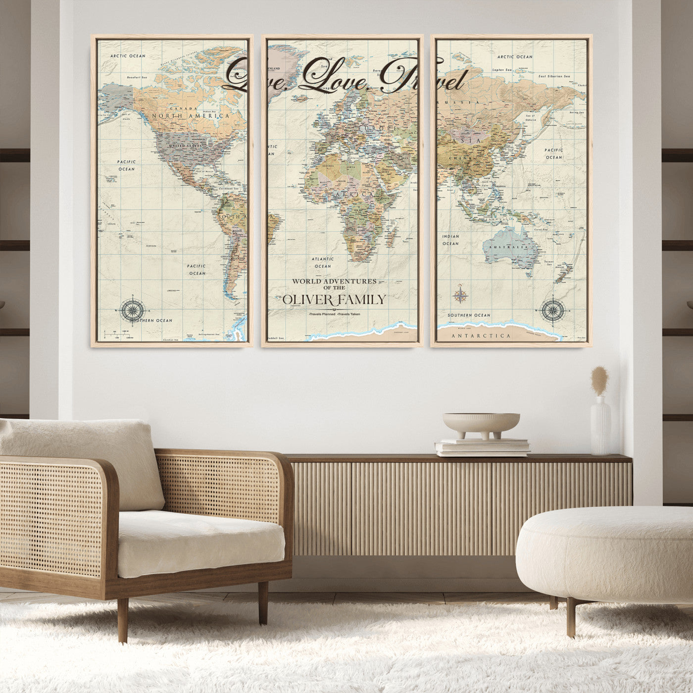-Personalized Push Pin World Map Canvas – Custom Framed Travel Tracker Wall Art, Large Adventure Map with Pins for Home, Office