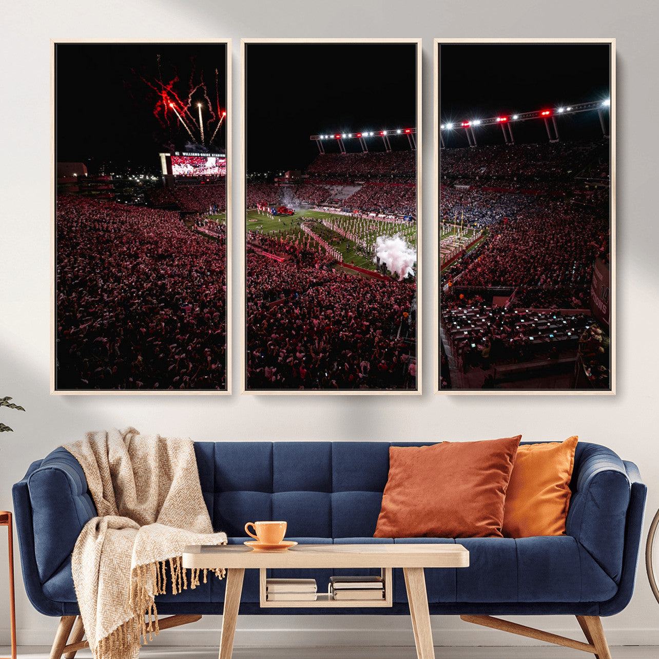 60690191-MGV-FC-48X32-3P - William Brice Stadium Wall Art Print – Baseball Game Room Artwork Print for Basement Dorm, Home, Office