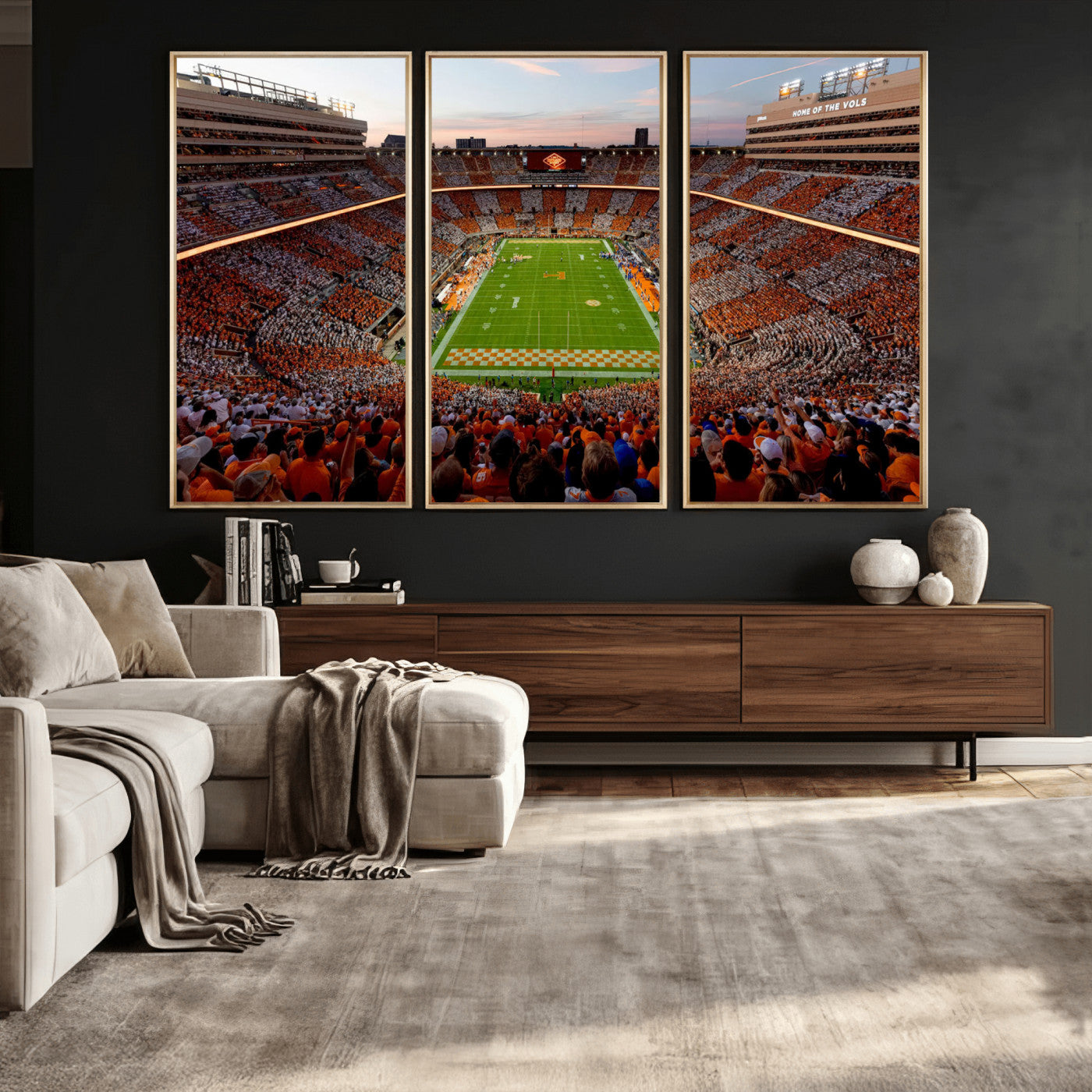 37160229-MGV-CV-36X24 - Tennessee Neyland Stadium Wall Art, Sports Arena Canvas Print, Panoramic Stadium Canvas Artwork for Home, Office