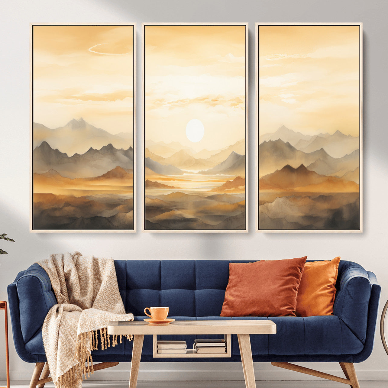 Nihat1-29-MGV-CV-36X24-Sepia Color Abstract Mountain Wall Art Canvas Print