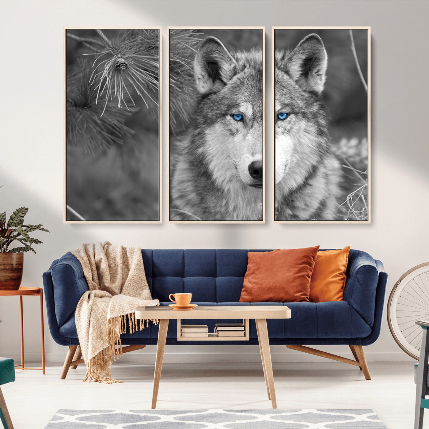 -Wild Wolf Blue Eye Wall Art Canvas Print