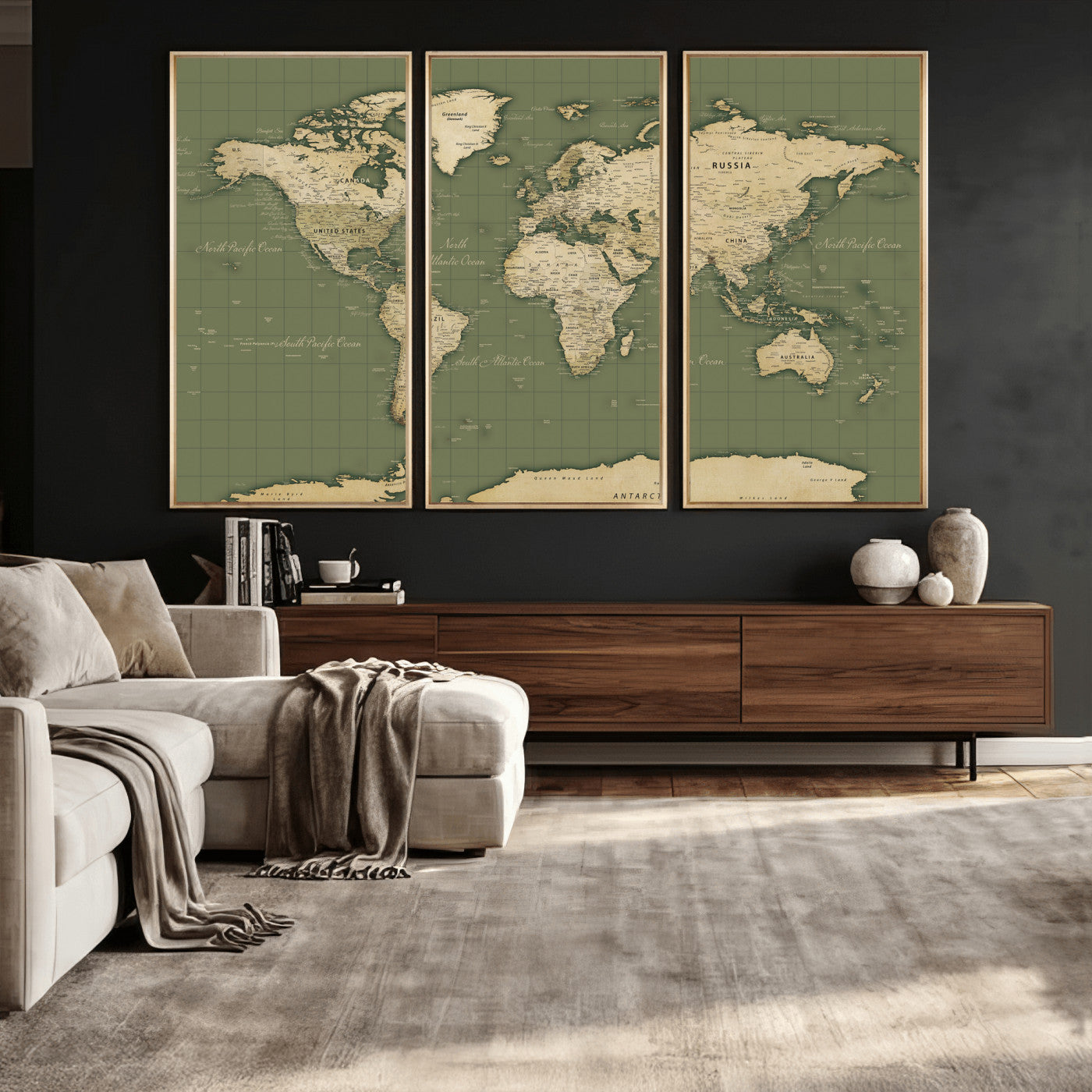 13750241-MGV-CV-36X24 - World Map Wall Art Canvas Print, Modern Decorative Framed Map Artwork Prints for Living Room, Office, Bedroom Wall Decor