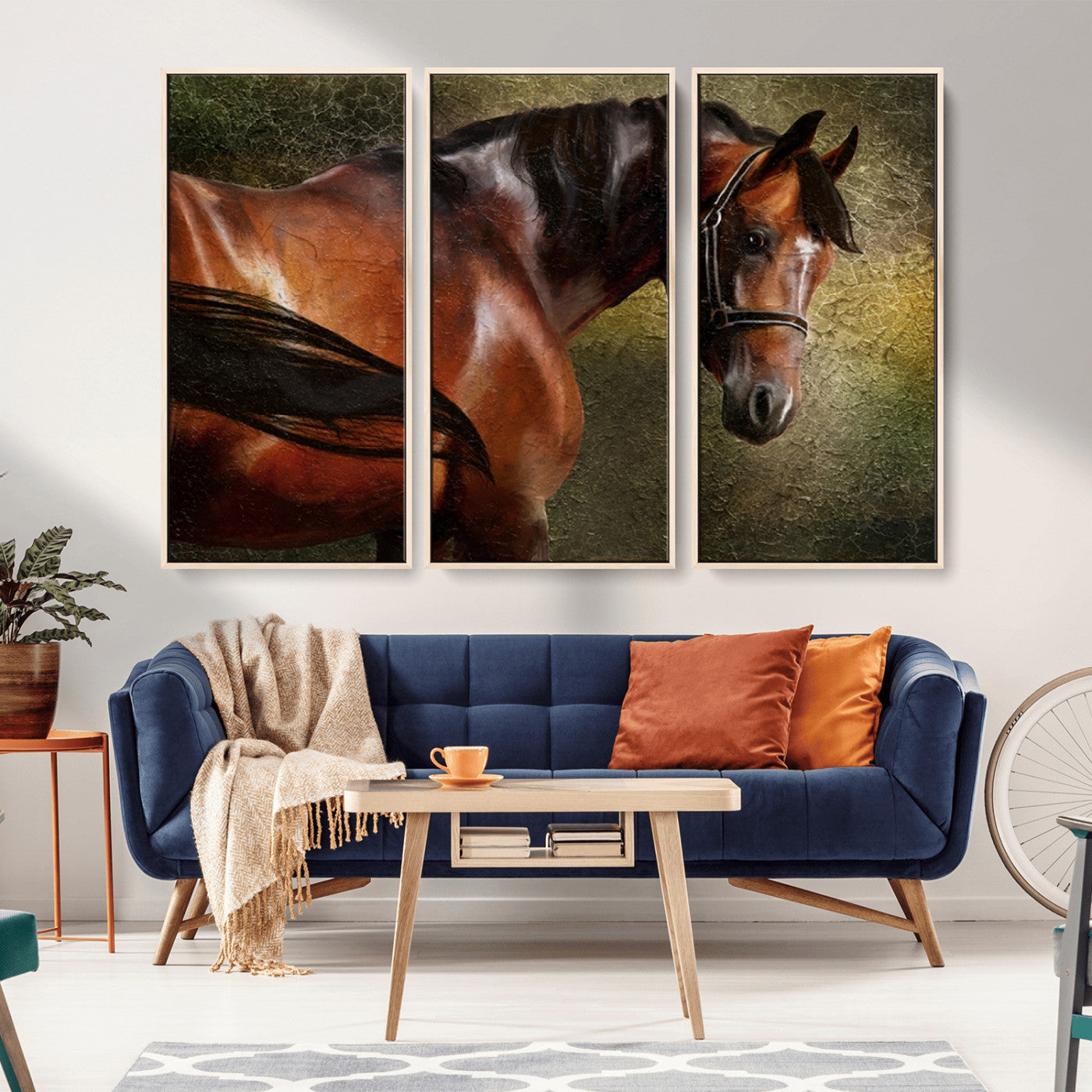 76810-MGV-CV-36X24-Majestic Brown Horse Wall Art Canvas Print – Framed Equestrian Artwork with Elegant Stallion Artwork for Home or Office Decor