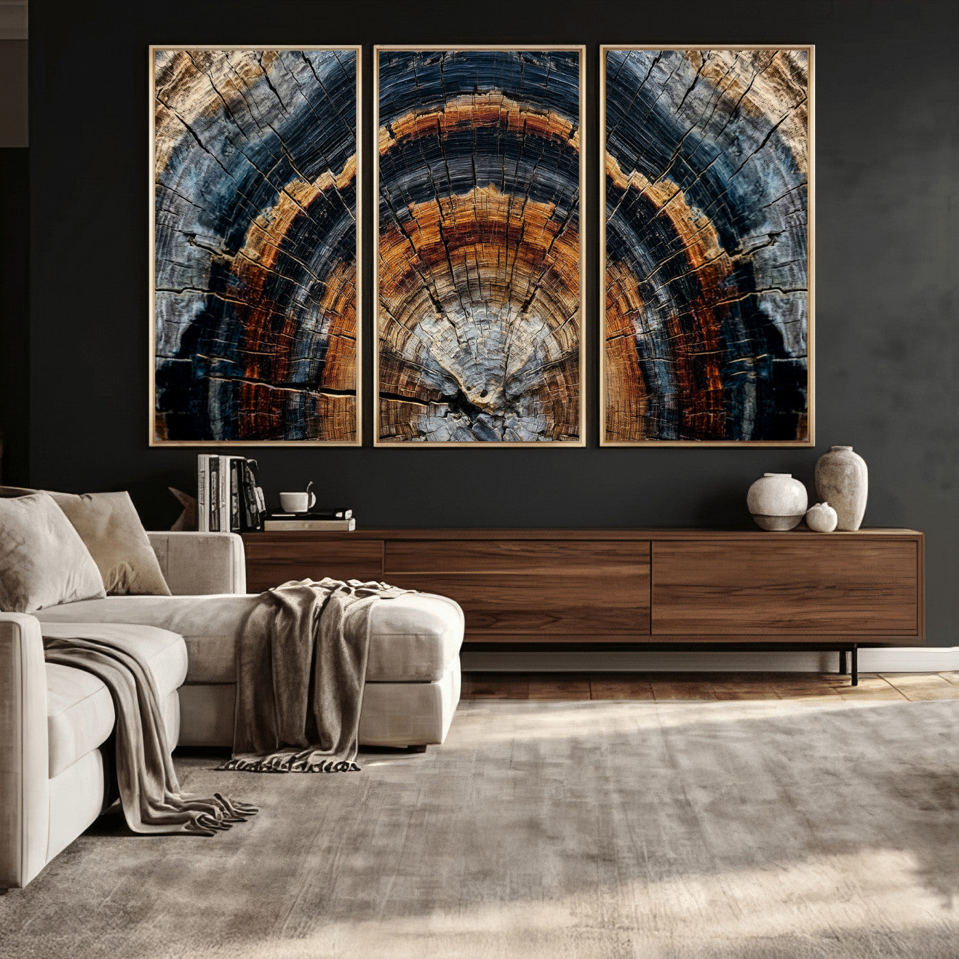 92693966A-MGV-CV-36X24 - Abstract Wood Grain Canvas Print, Tree Ring Pattern Wall Art, Framed Canvas Ready to Hang