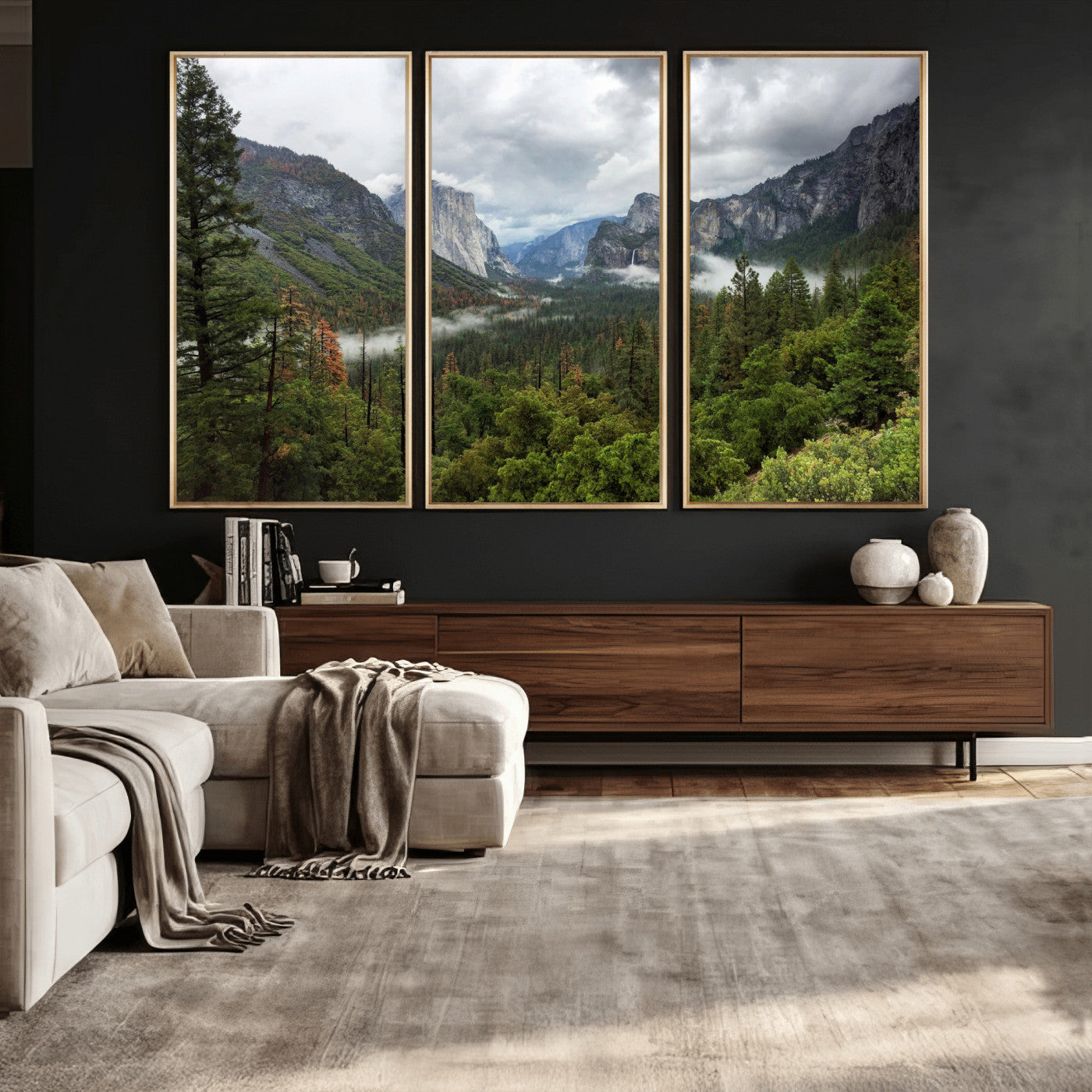 46168759-MGV-CV-36X24 - Yosemite Valley Wall Art Canvas Print, El Capitan Mountain Landscape Nature Wall Decor